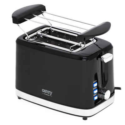 Camry Toaster CR 3218, 2-Scheiben-Toaster Brötchenaufsatz Auftaufunktion Aufwärmfunktion 6 Bräunungsstufen, schwarz