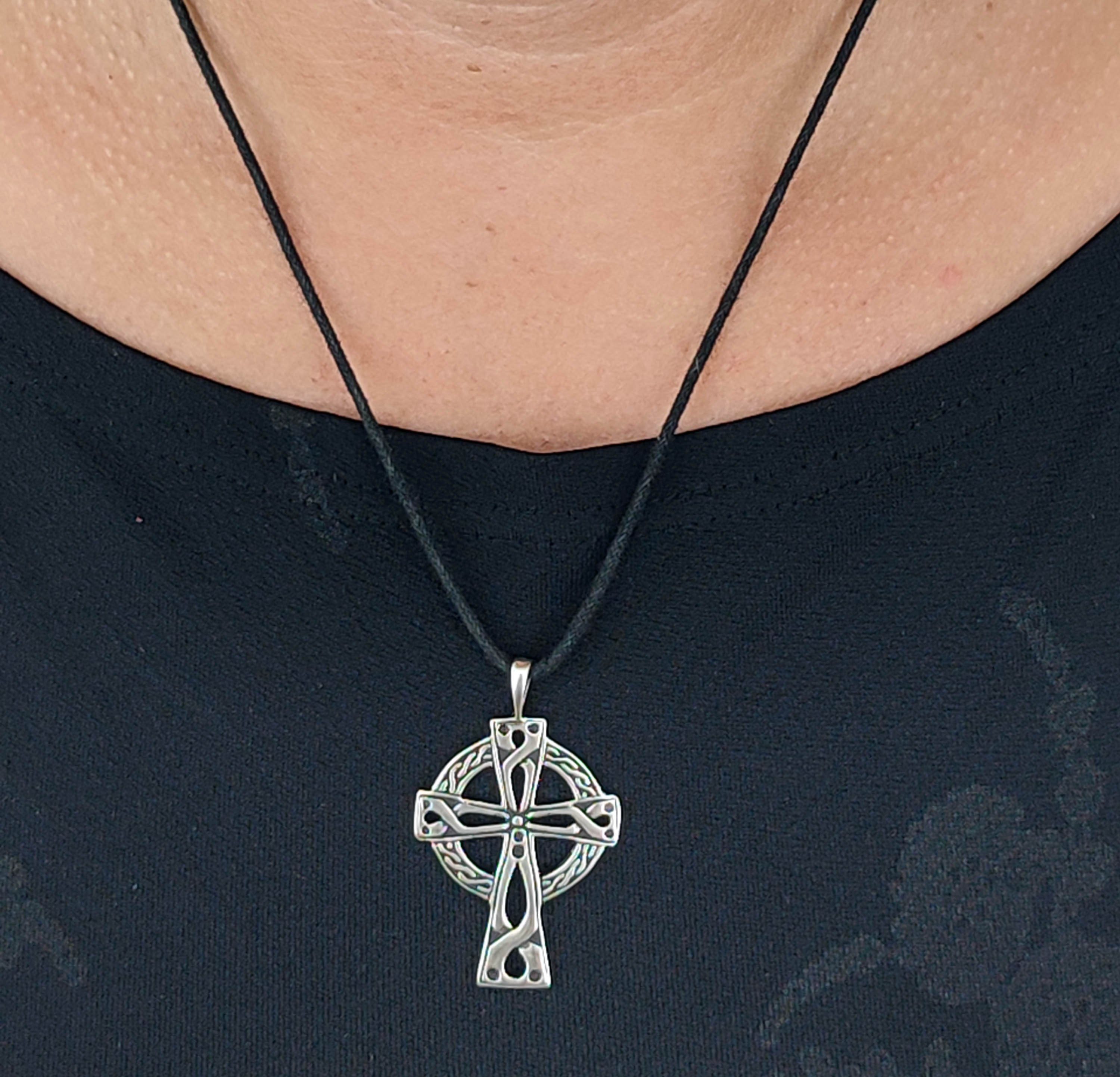 925 Kelten Keltisch Kreuz Silber Leather Sterling Kettenanhänger Keltenkreuz Kiss of