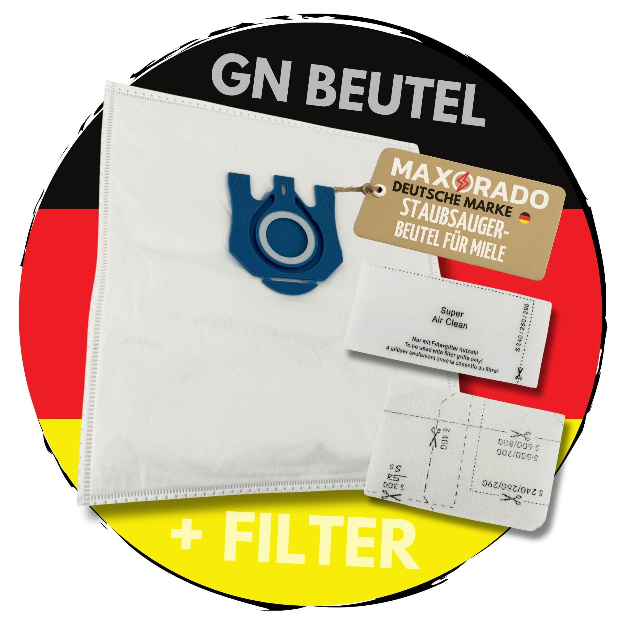 Maxorado Staubsaugerbeutel 20 Staubsaugerbeutel + Filter für Miele S 400i 499i S424i S426i S4381i, passend für Miele, 20 St., S456 S447i S448i S446i S444 Set Staubbeutel