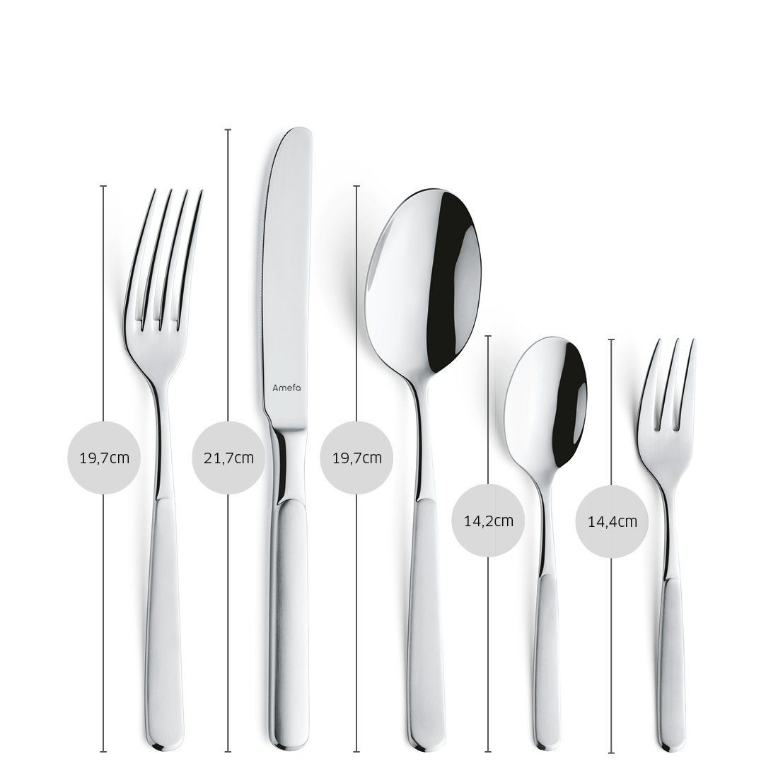 Amefa Besteck-Set SATINA – Geradliniges Design mit satinierten Griffen (60-tlg), 12 Personen, Edelstahl Rostfrei 18/10, spülmaschinenfest, mattiert – Bild 5 von 5