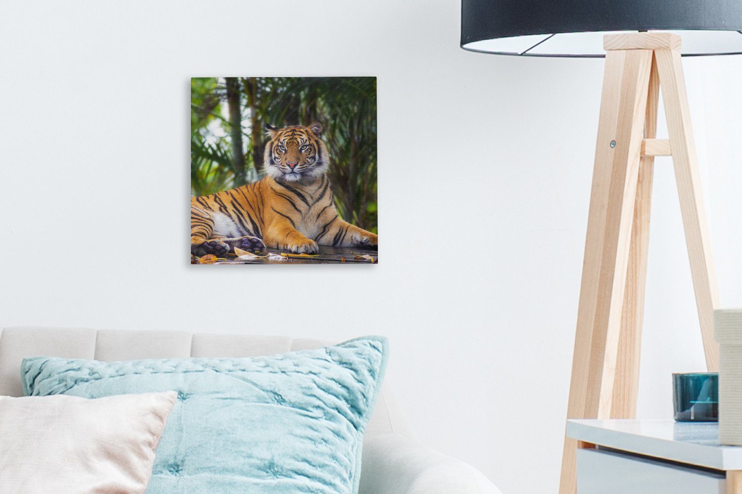 OneMillionCanvasses® - Schlafzimmer Dschungel, - - (1 Leinwandbild für Tiere Tiger Wald Wohnzimmer Bilder Leinwand St),