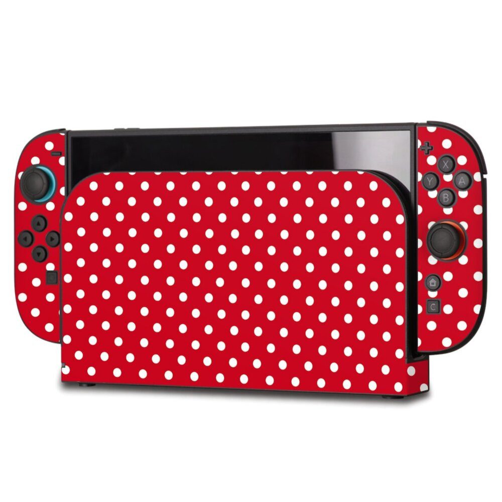 DeinDesign Konsolen-Cover Punkte Retro Polka Dots Polka Dots - dunkelrot und weiß, Nintendo Switch 2 Skin Aufkleber Sticker Folie
