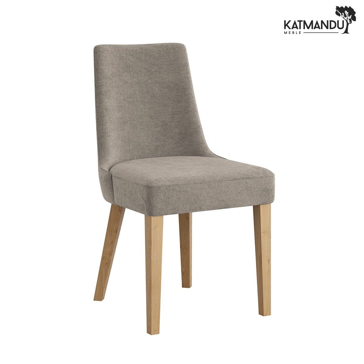 Katmandu Esszimmerstuhl Carini Esszimmerstuhl mit Rebel Bezug in dunklen Beige und Holzbeinen, Seniorenstuhl, Pflegestuhl