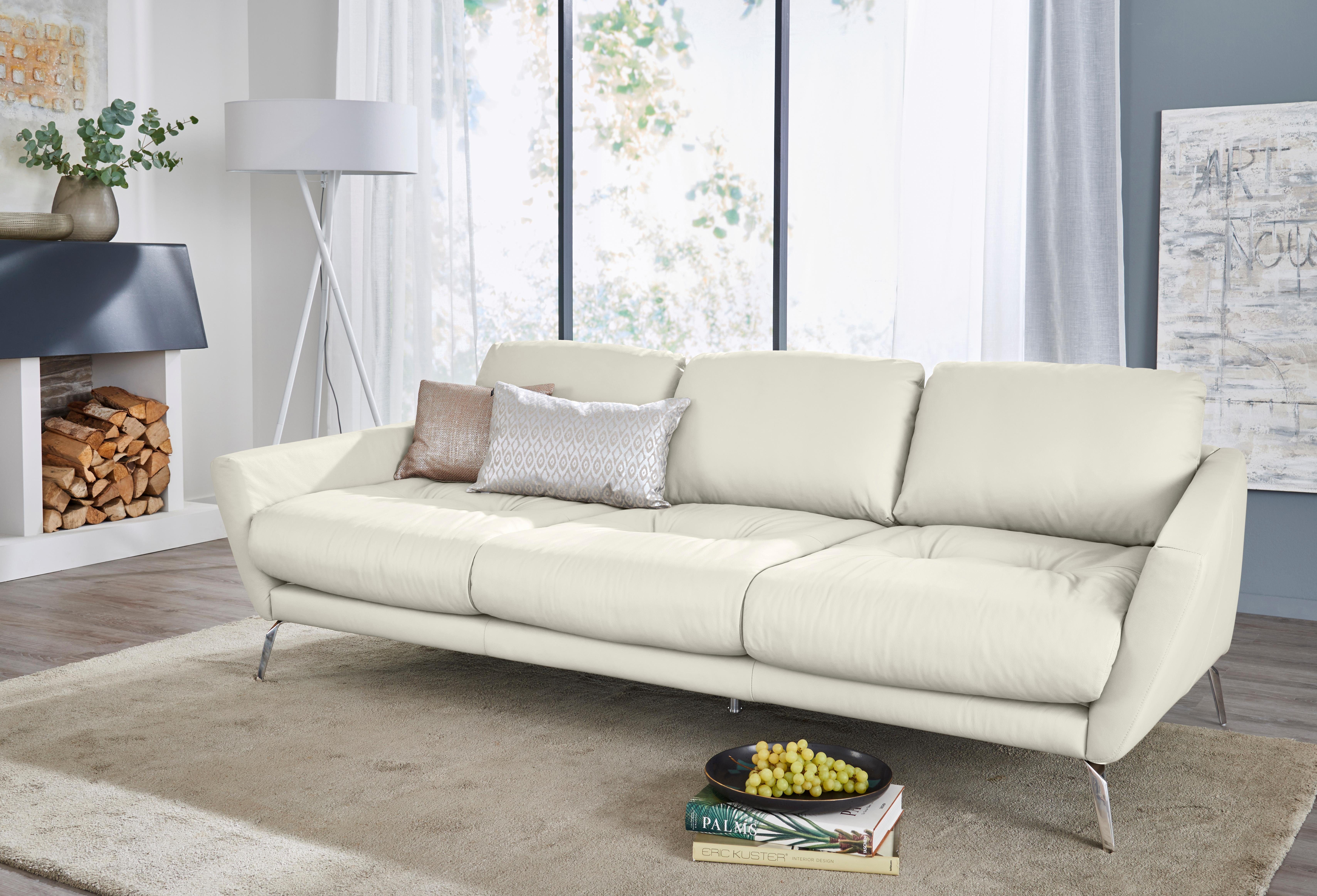 dekorativer W.SCHILLIG softy, Füße glänzend Heftung Big-Sofa im Chrom Sitz, mit