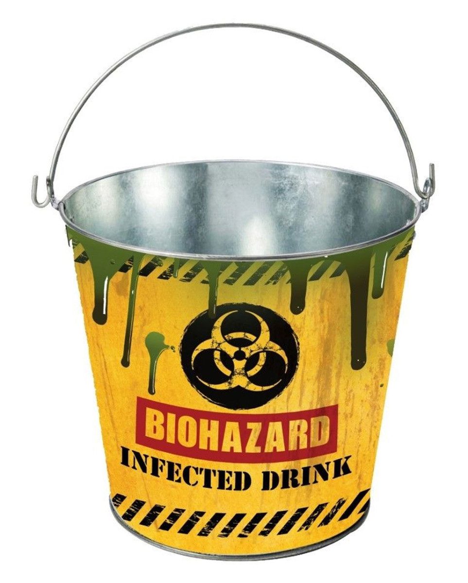 Horror-Shop Dekoobjekt Biohazard Metall Eimer als Halloween Deko