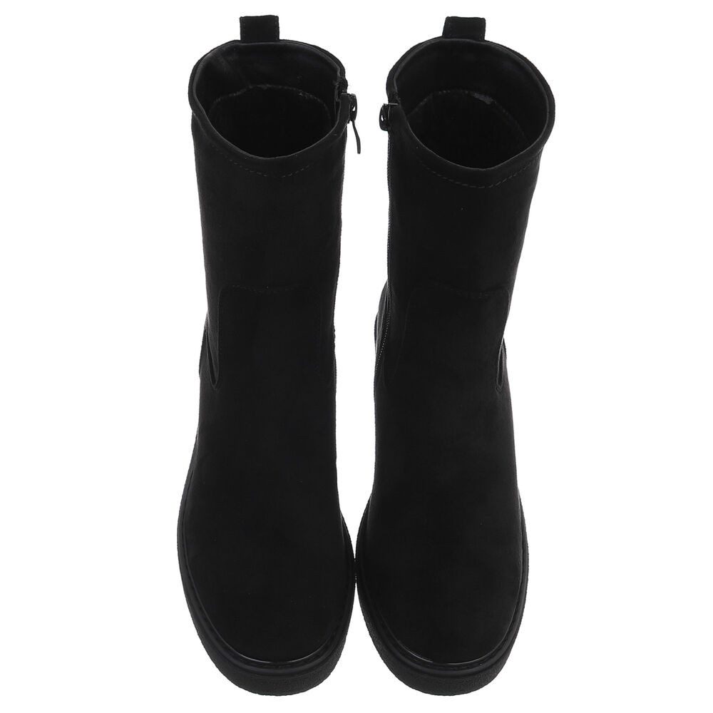 Ital-Design Modischer Damen-Stiefel mit Keilabsatz für Alltag und Freizeit Keilstiefelette (90756082) Keilabsatz/Wedge Stiefeletten in Schwarz – Bild 4 von 5