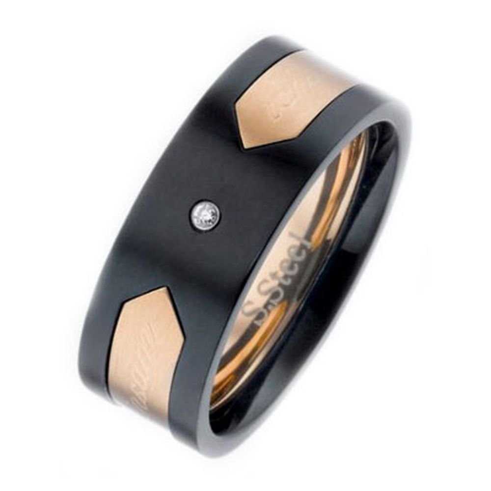 Vivance Partnerring mit Gravur Classic Ring aus Edelstahl mit einem Zirkonia Stein