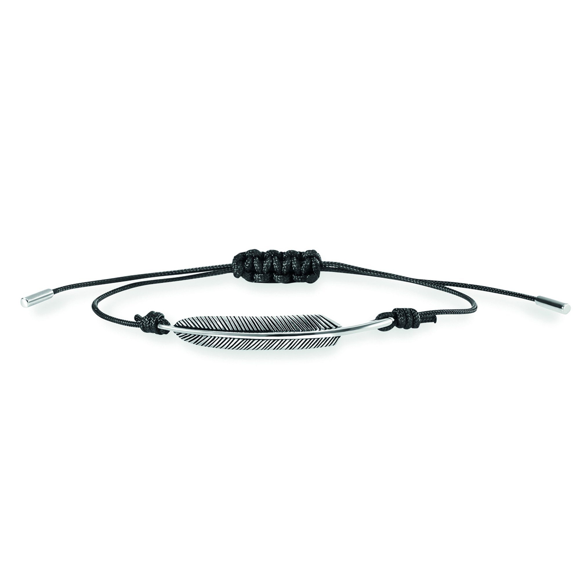 Armband Feder Sterling 925/- CAÏ schwarz Silber