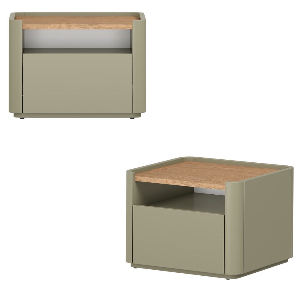 Lomadox Nachtschrank ELOY-141 Grün Eiche Dekor 2er Set Softclose grifflos modern