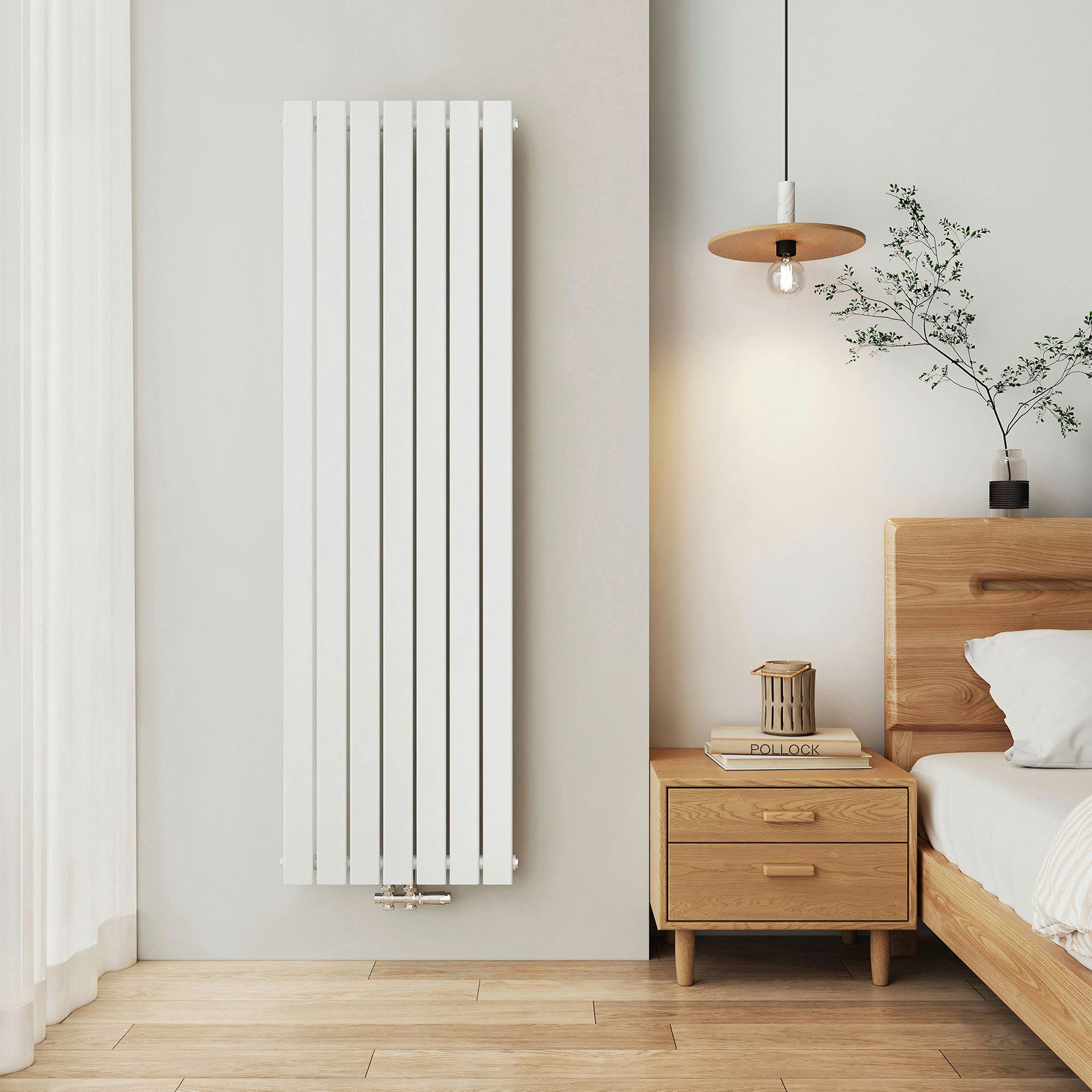 EMKE Heizkörper Flach Vertikal Einlagig Design Paneelheizkörper Höhe: 160/180cm, 979W für 10qm Raum Mittelanschluss Weiß