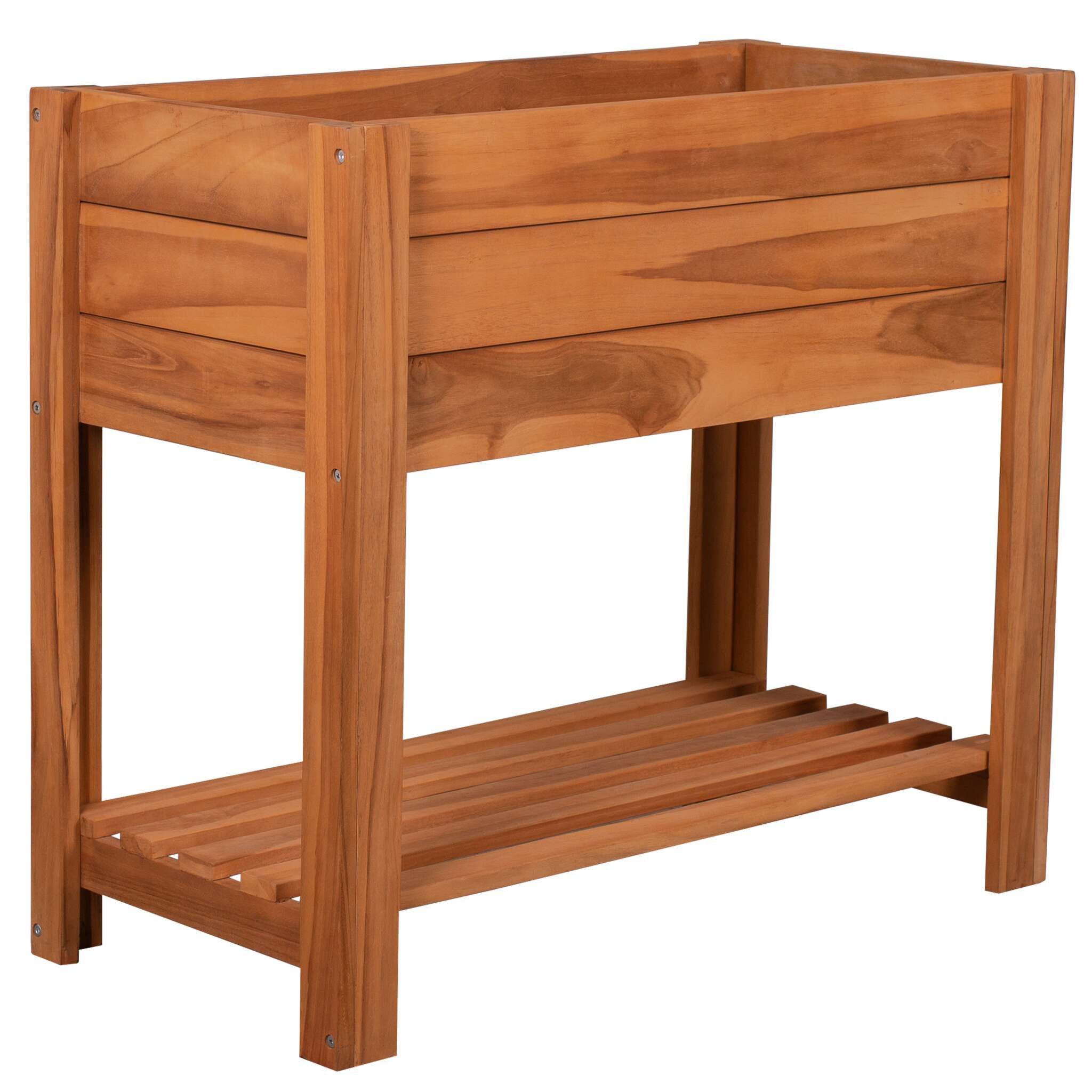 MR.DEKO Hochbeet Kräuter Teak mit Ablagefläche