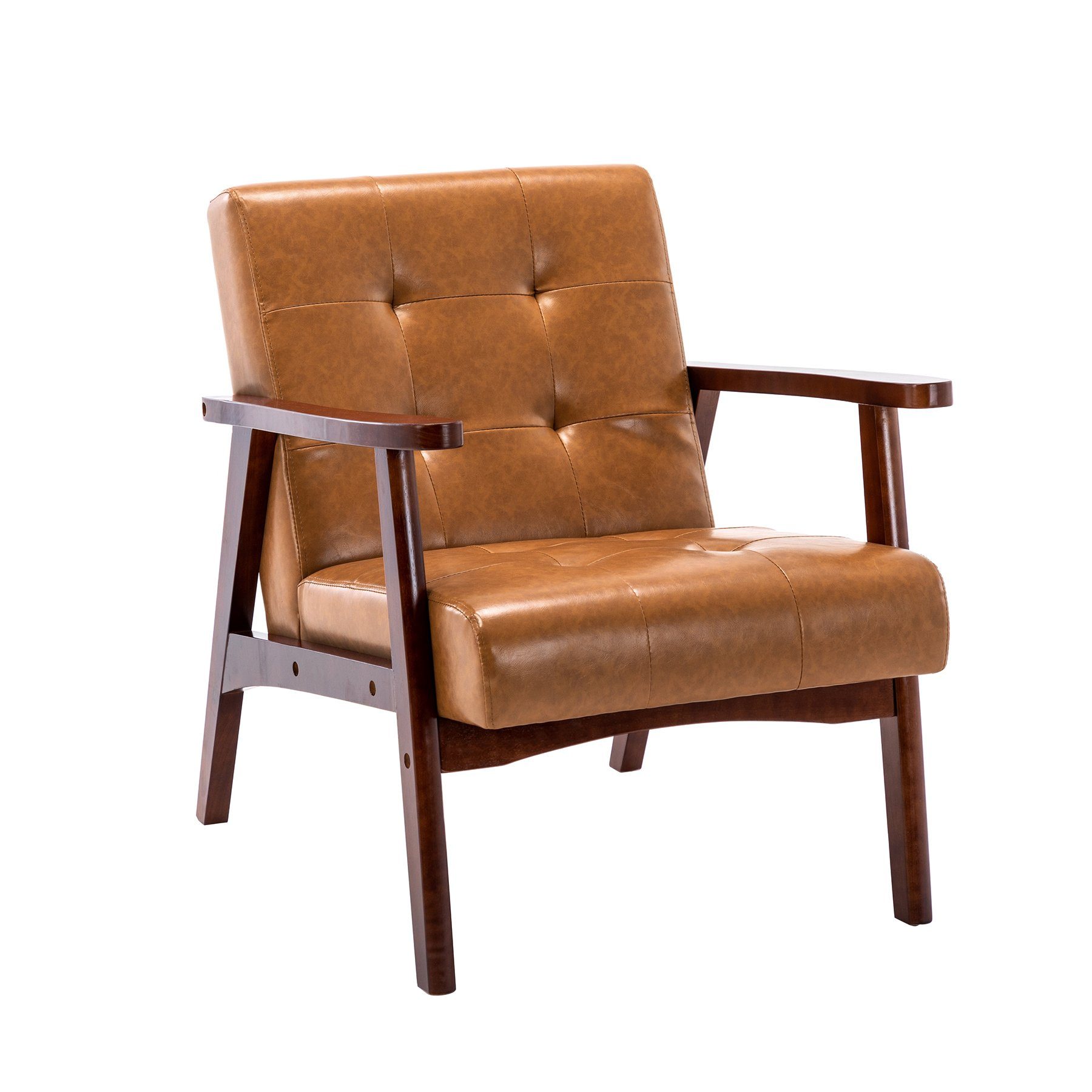 HomeMiYN Loungesessel Retro Holzsessel Loungesessel Polsterstuhl günstig online kaufen