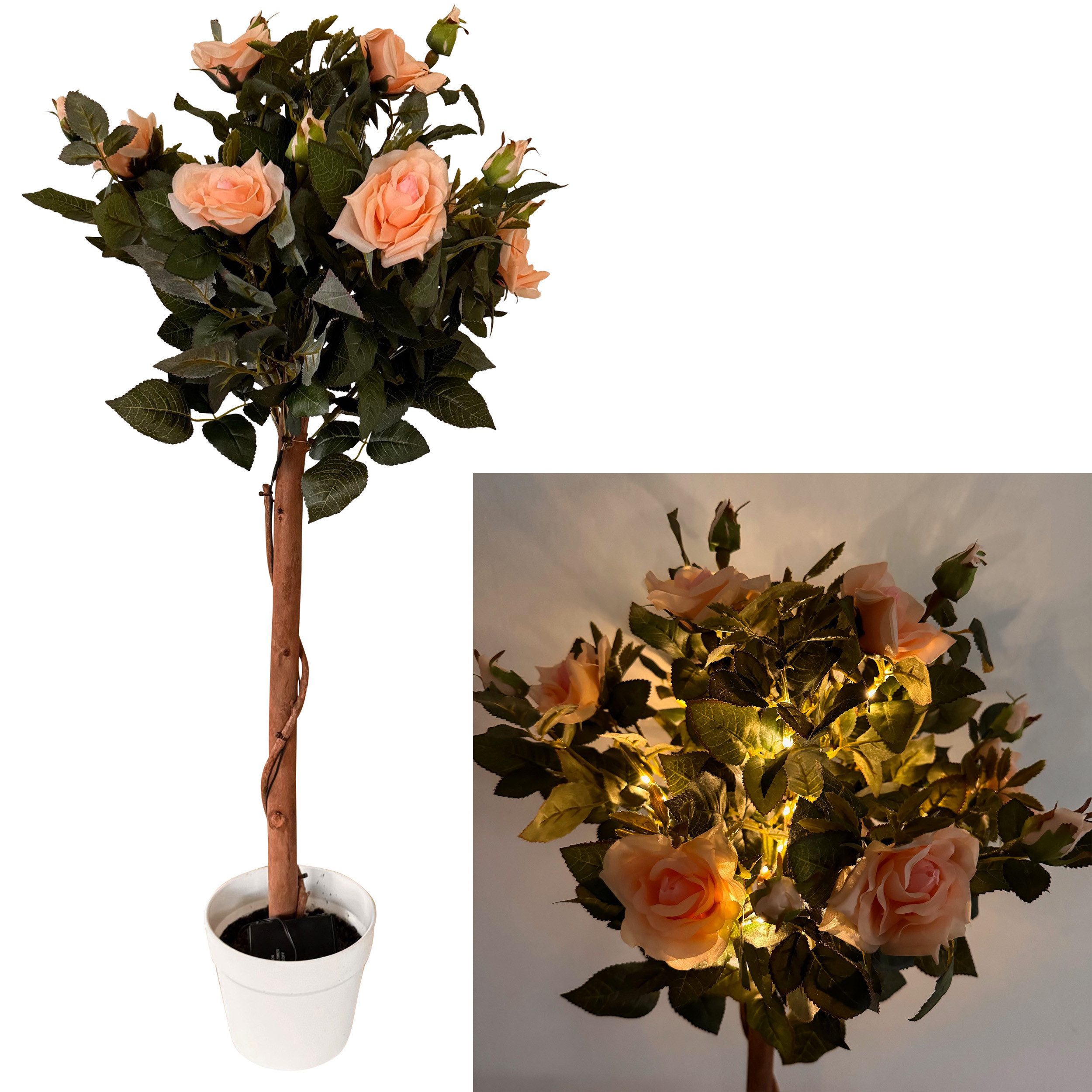 Kunstpflanze Rosenbaum mit LED-Beleuchtung - Künstliche Blumen, Pflanzen im günstig online kaufen