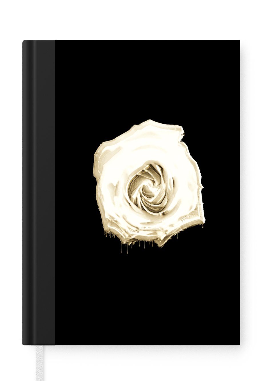 MuchoWow Notizbuch Blume - Weiß - Rose, Journal, Merkzettel, Tagebuch, Notizheft, A5, 98 Seiten, Haushaltsbuch
