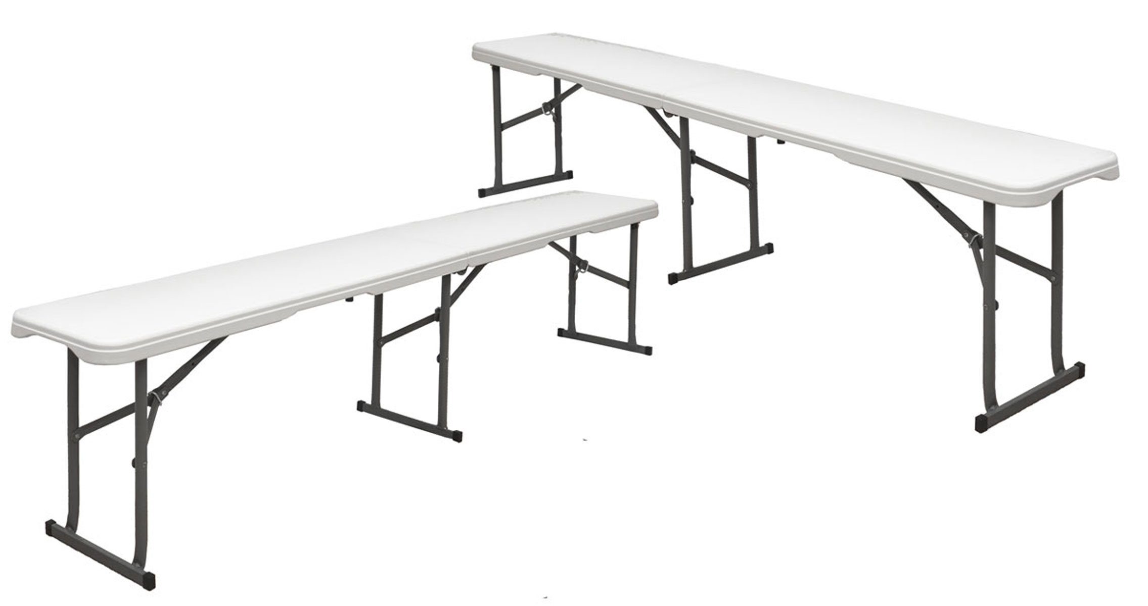 AMANKA Bierzeltgarnitur 183 x 28 x 43 cm - 2 Bierbänke Wetterfest - Outdoor Partybank Klappbar, Belastbare Kunststoff Sitzbank - Picknickbank - Kunststoffbank Garten