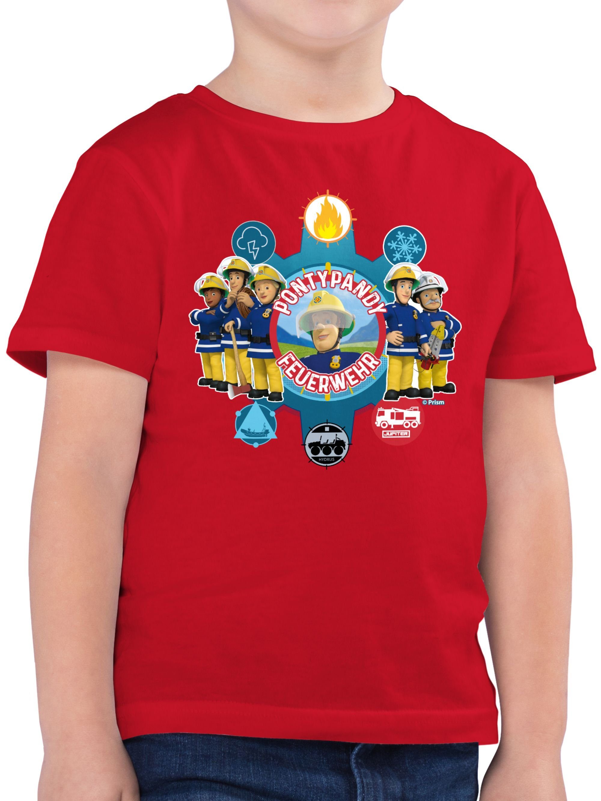 T-Shirt Pontypandy Jungen Shirtracer 03 Rot Feuerwehr Sam Feuerwehrmann