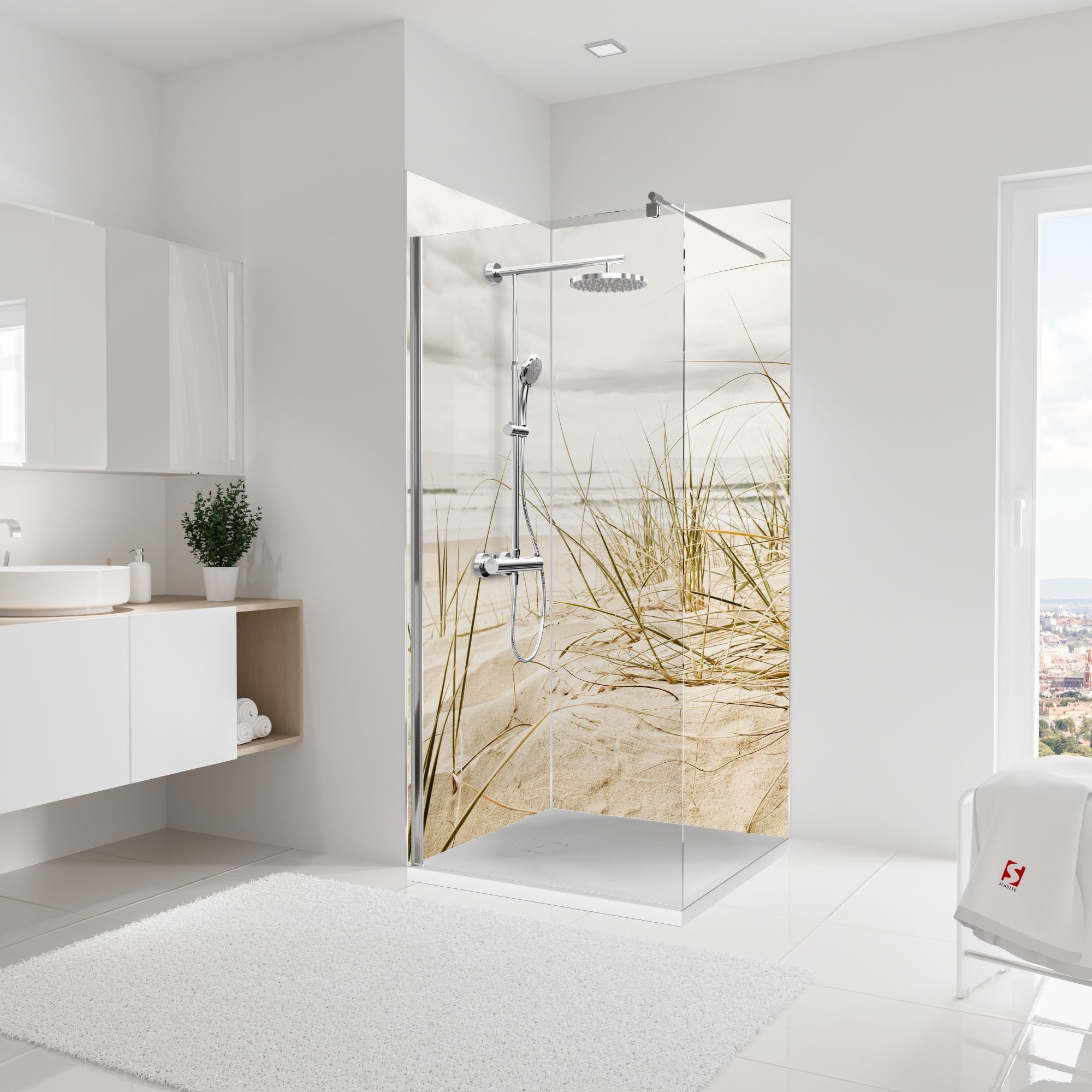 Schulte Badrückwand DecoDesign Foto Motiv Nordsee Düne, (Set über Eck, 2 Platten à 90 x 210 cm), Wandverkleidung, Duschrückwand, fugenloser Fliesenersatz