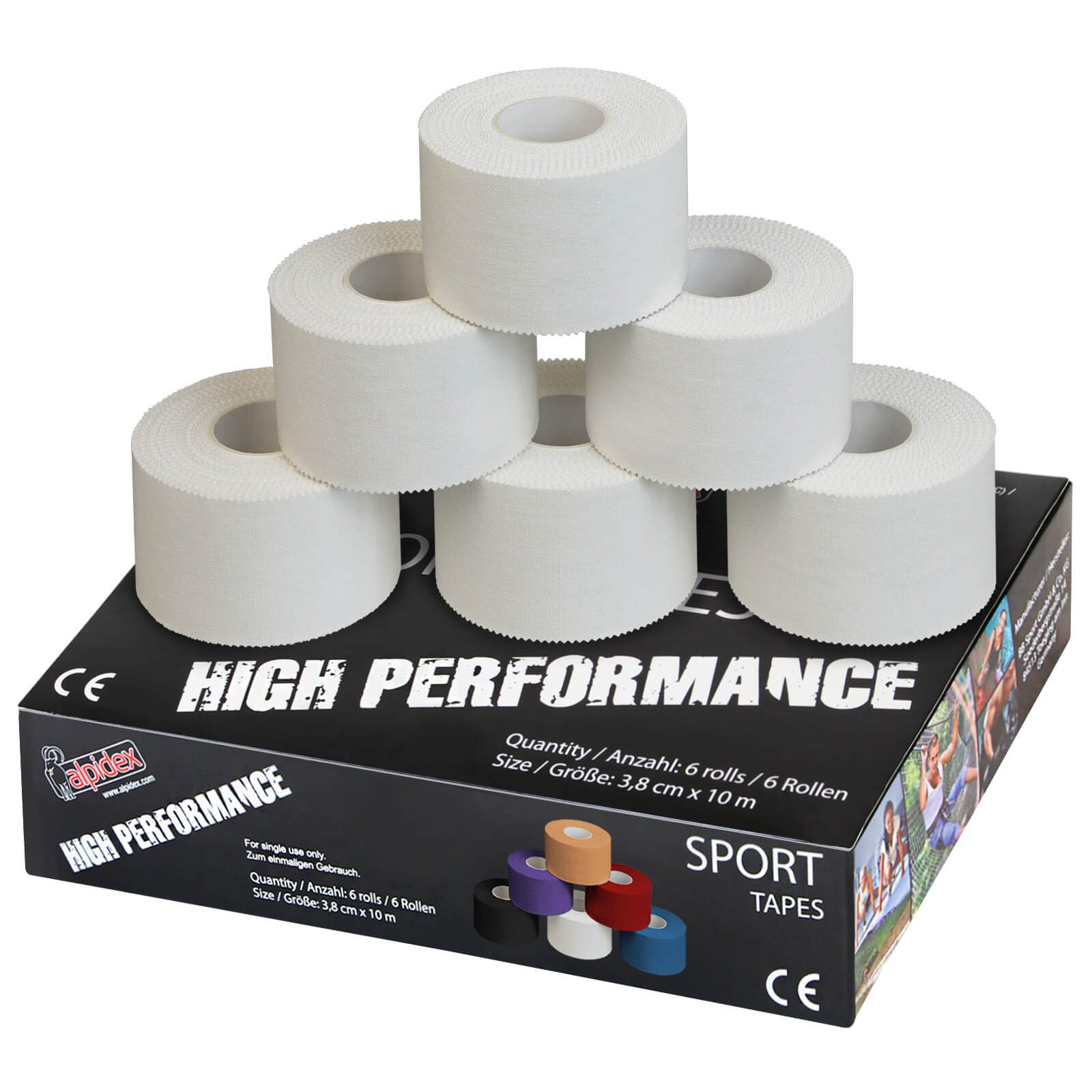 ALPIDEX Bandage 6 x ALPIDEX Sport-Tape 3,8 cm x 10 m Farbe: weiß