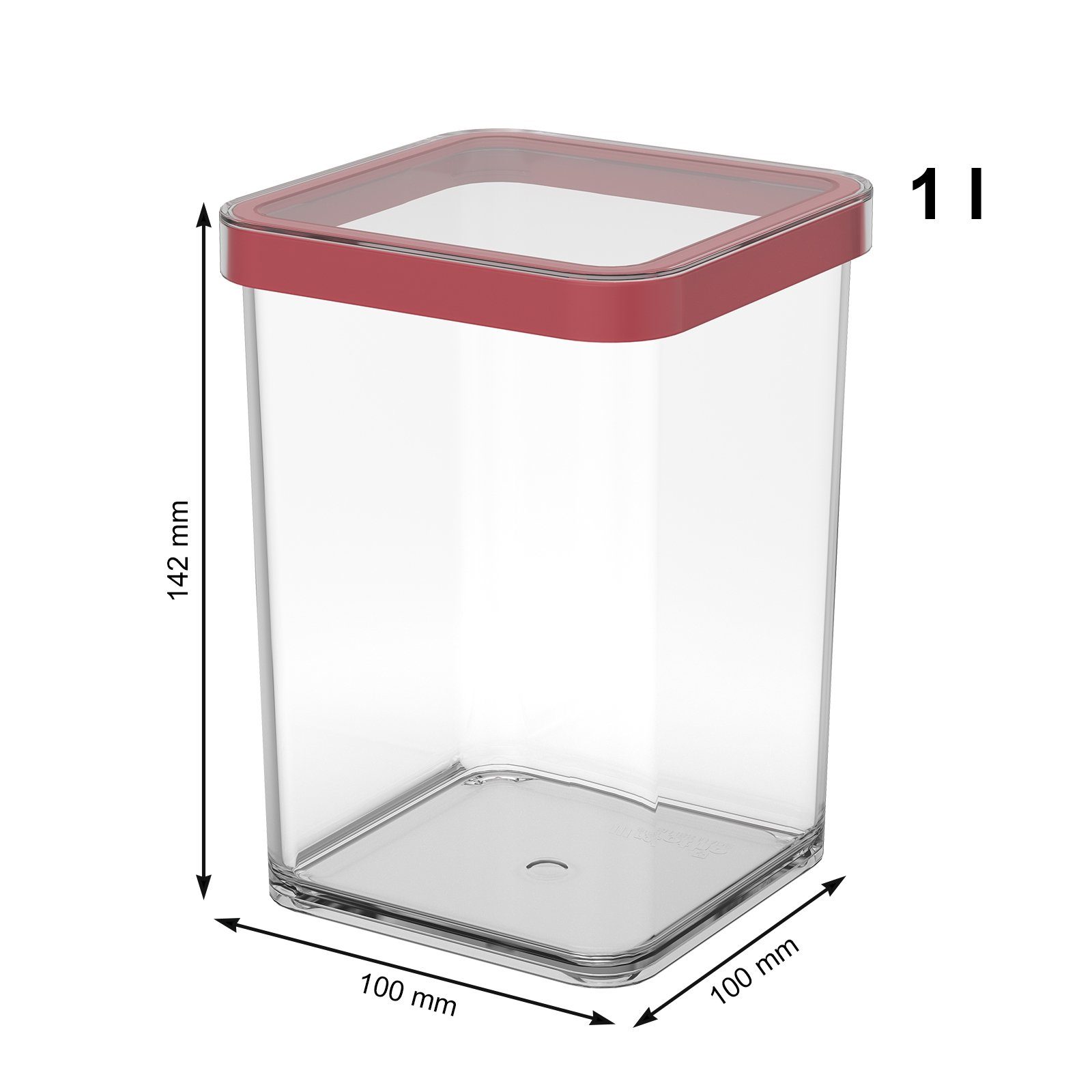 ROTHO Vorratsdose Loft 3er-Set BPA-frei, Kunststoff Set Transparent Vorratsdosen (Vorratsdosenset, Rot verschiedene (PP) Größen, lebensmittelechter / 3-tlg)