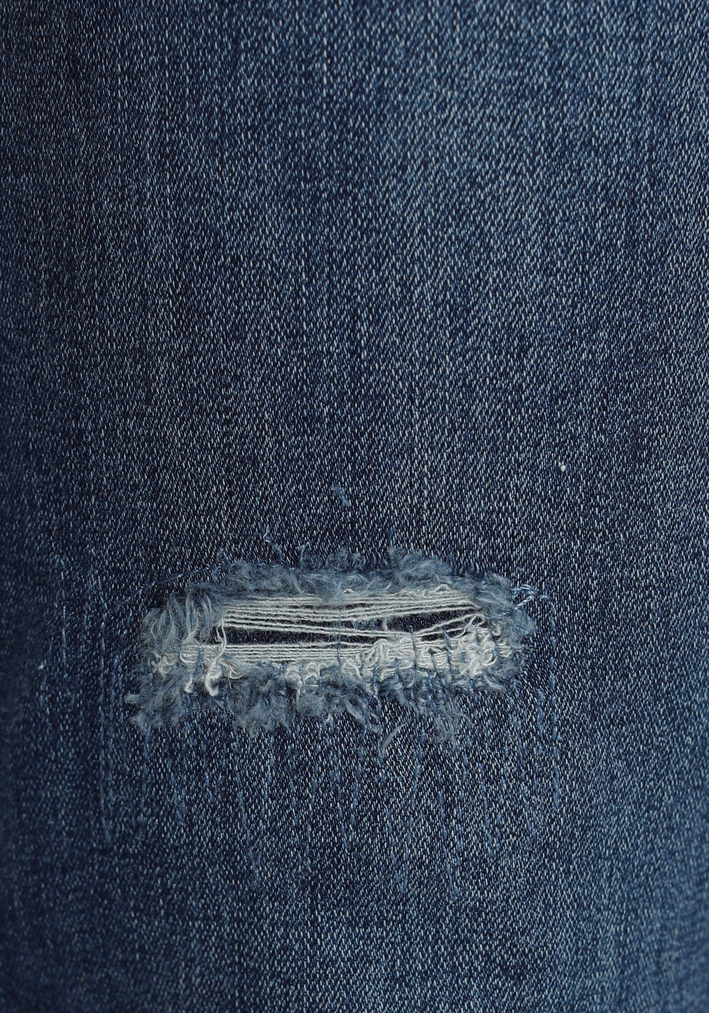 AJC Straight-Jeans mit an dark den Beinen Abriebeffekten blue