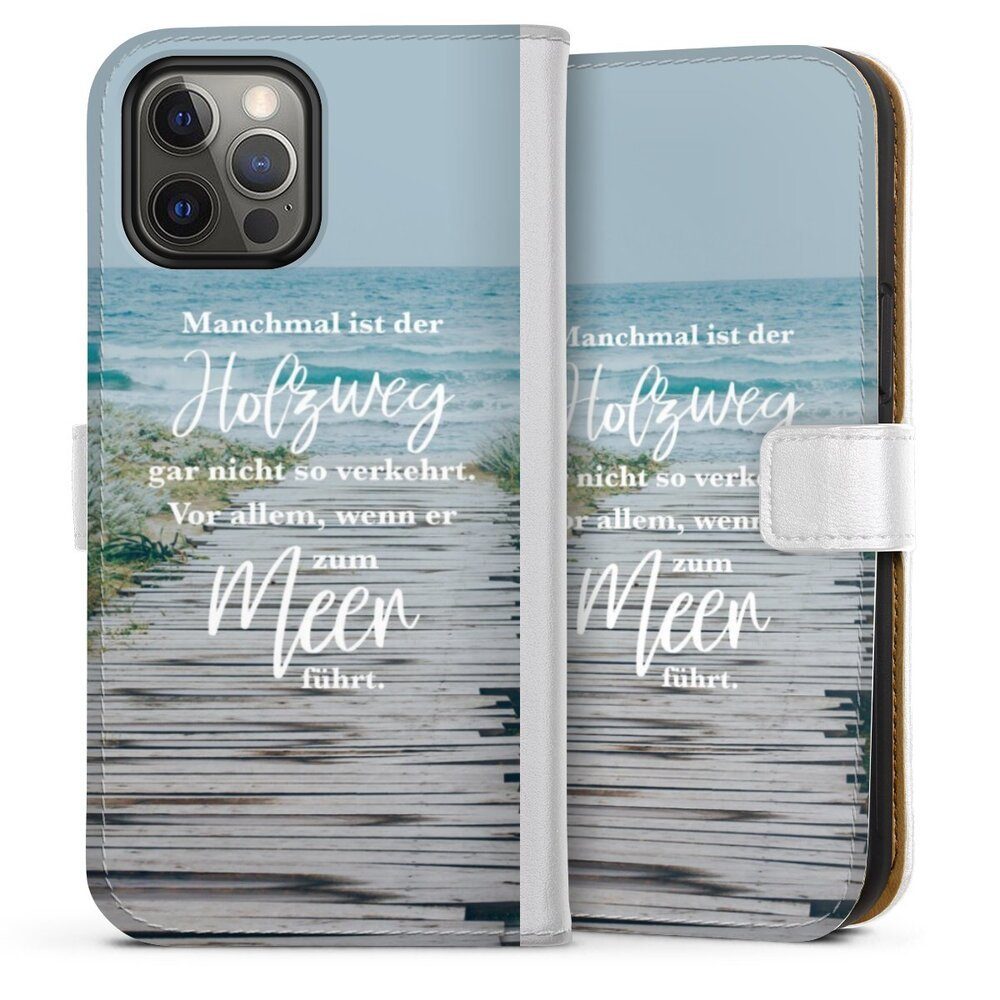 DeinDesign Handyhülle »Strand Motivation Spruch Holzweg«, Apple iPhone