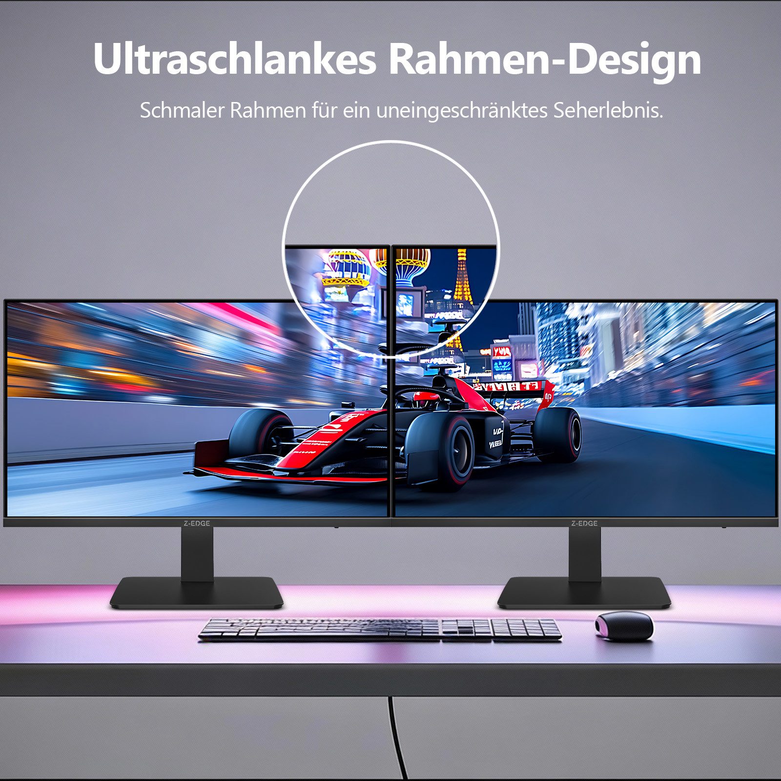 Z-EDGE 24‑Zoll IPS Monitor mit 180 Hz & 1 ms MPRT Gaming-Monitor (60,96 cm/24 ", 1920×1080 px, Full HD, 1 ms Reaktionszeit, IPS, Full‑HD, FreeSync‑HDR & schmaler Rahmen)