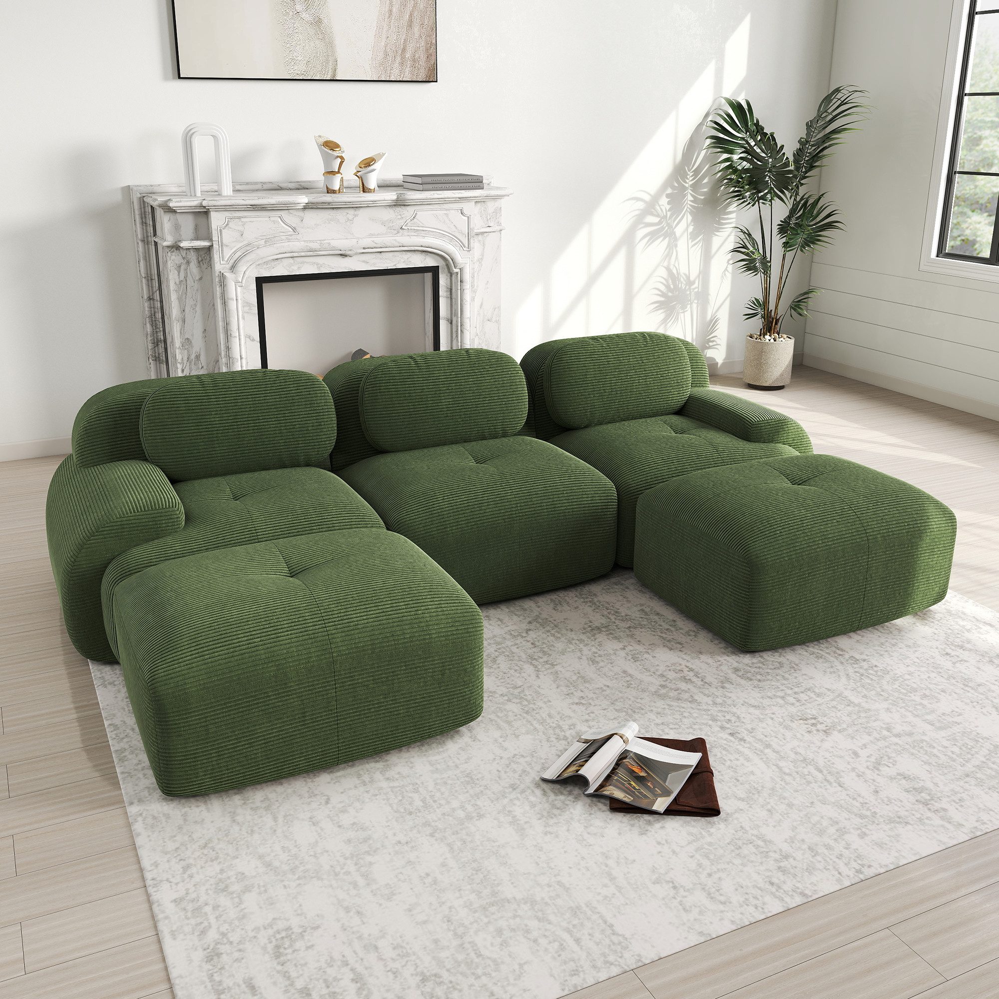 Odikalo 3-Sitzer modular kombinierbar Polstersofa Schlafsofa Chaiselongue, günstig online kaufen