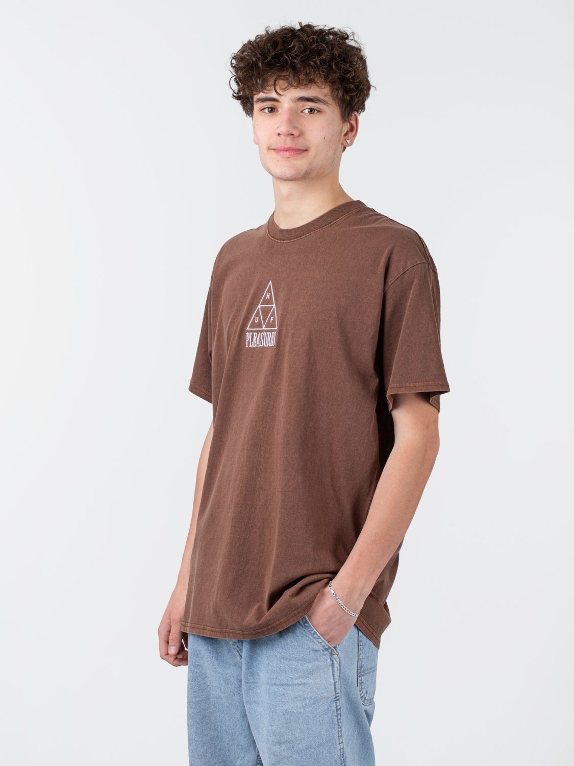 Tee HUF HUF x Short T-Shirt Pleasures Brown Sleeve Dyed