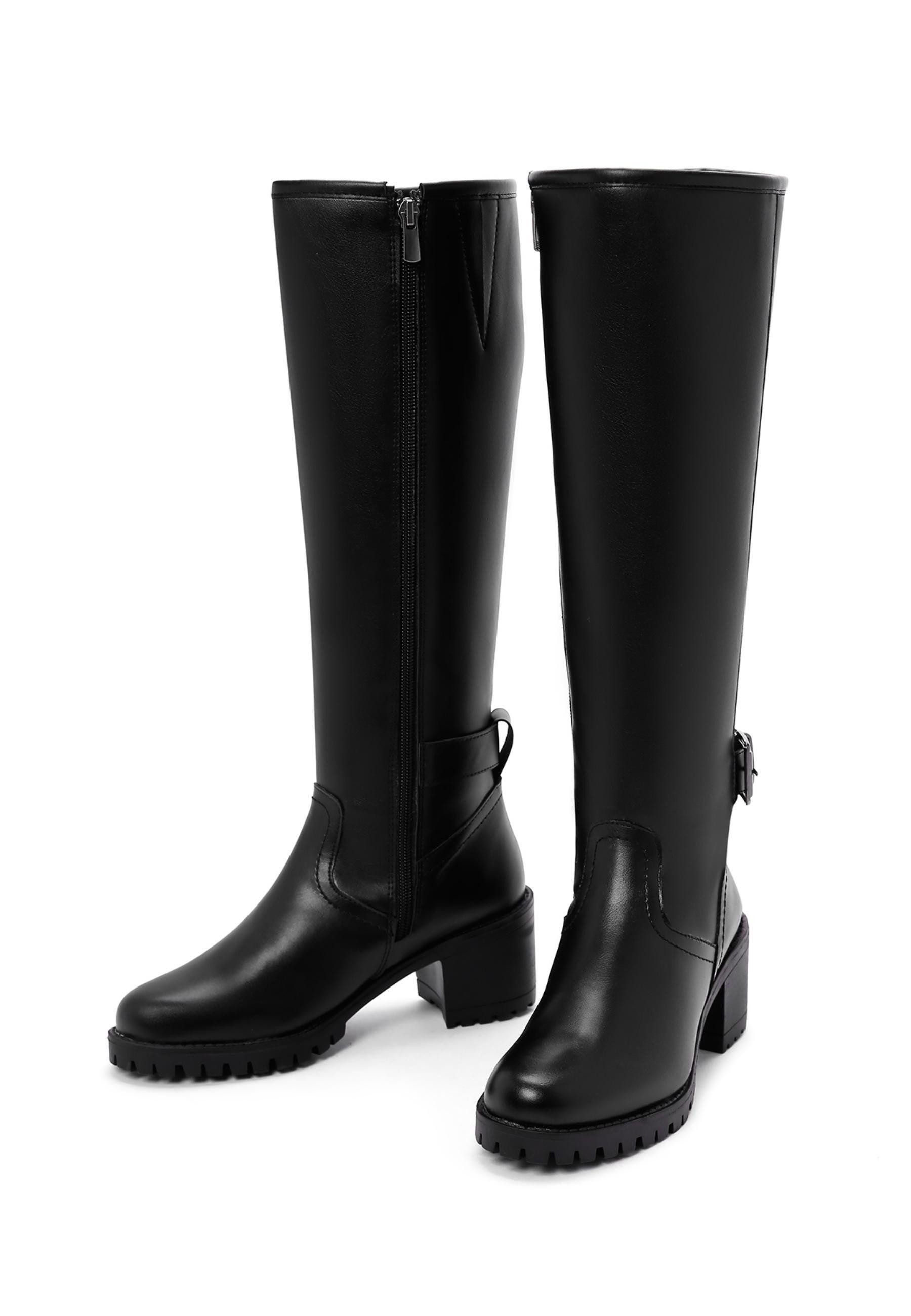 Derimod Absatzstiefel aus Kunstleder Bootsschuh Textilfutter, Thermosohle, Absatz 3,5 cm