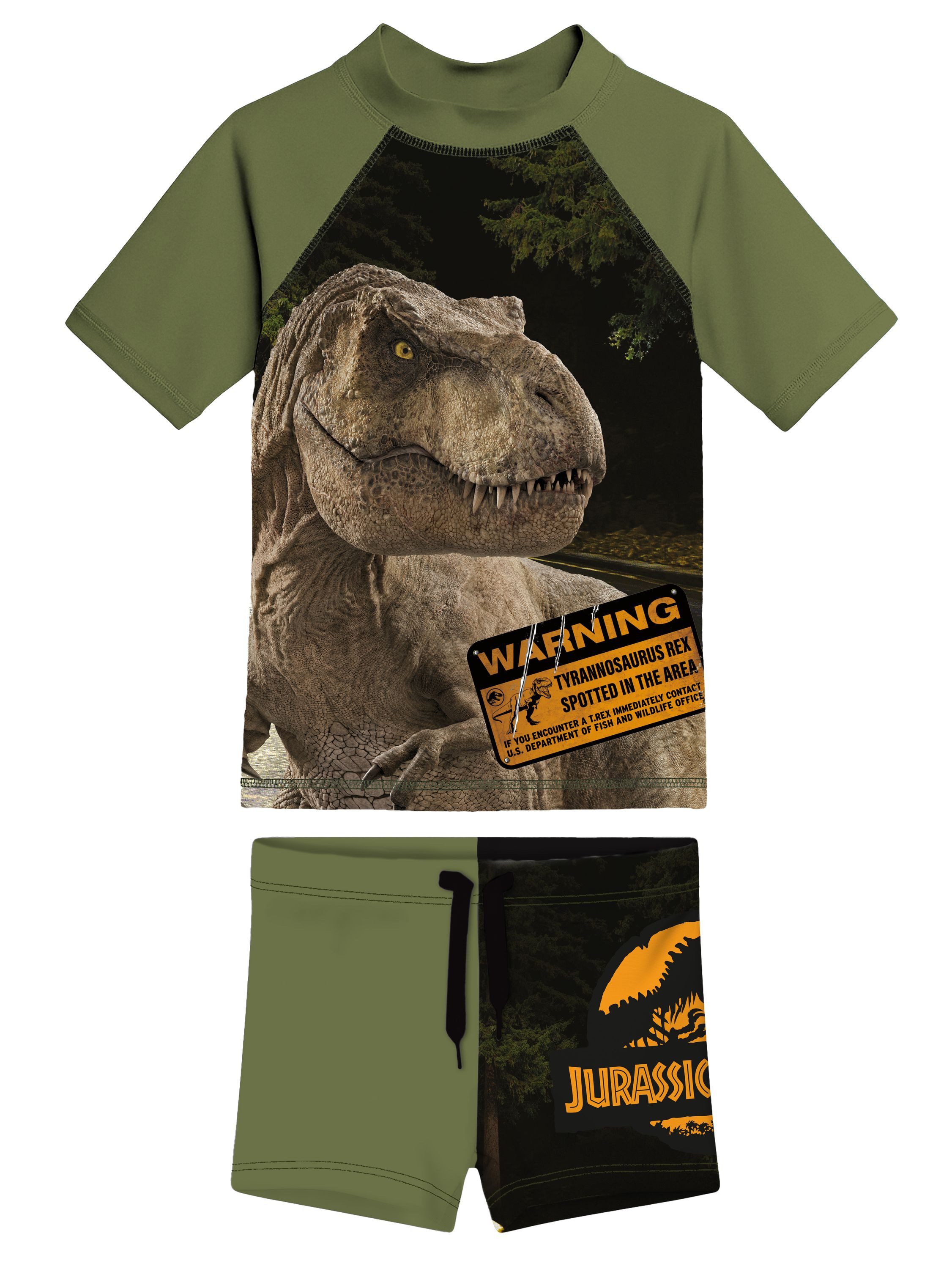 United Labels® Badeanzug Jurassic World Schwimmset UV-Schutz 30 Badeanzug Zweiteiler Badeset