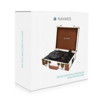 Navaris Plattenspieler (Retro Kofferplattenspieler mit Lautsprecher - USB Port zum Digitalisieren - 35,5x11,5x27,5cm - Vintage Schallplatten Spieler)
