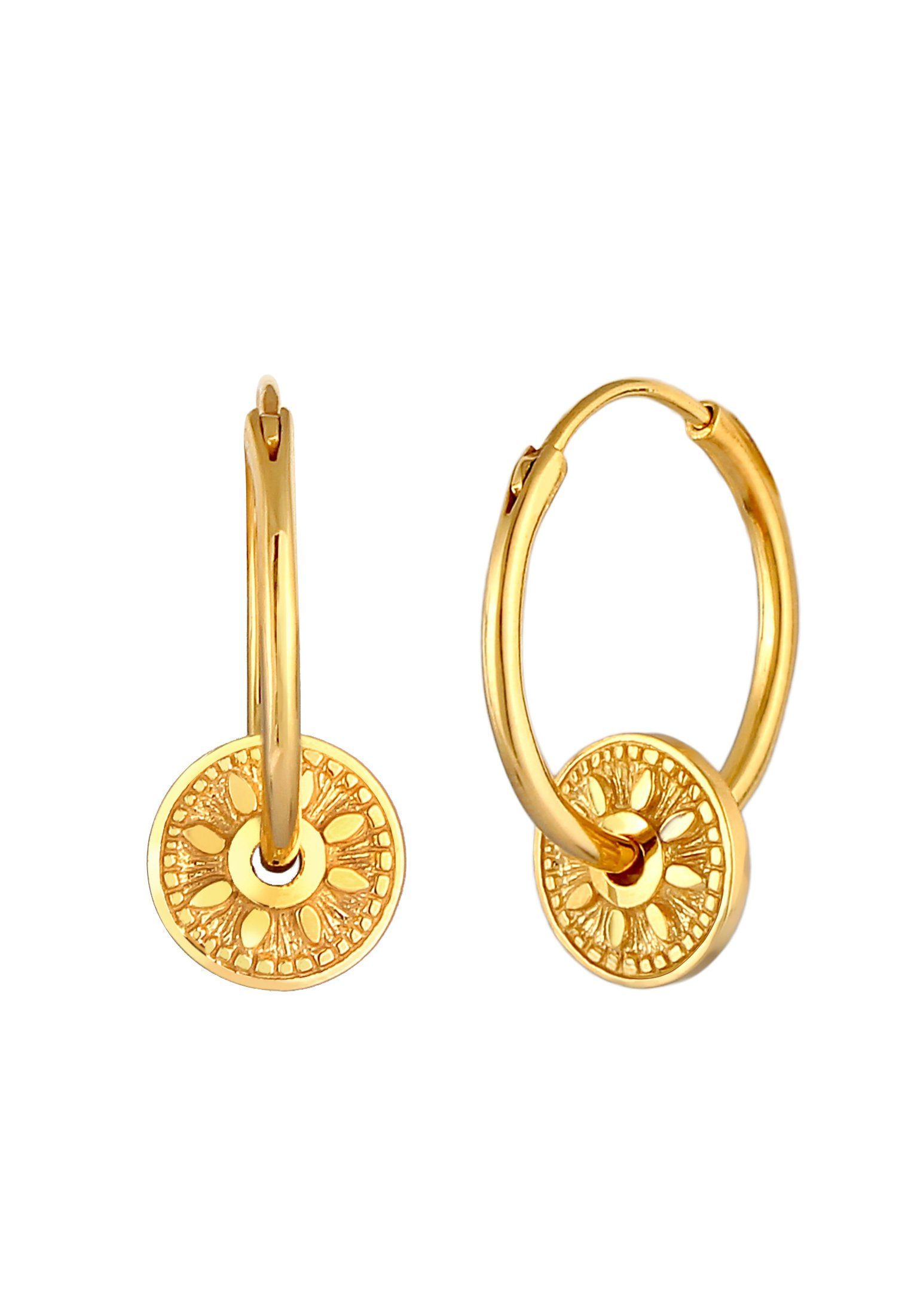 Sonne Paar 925er Einhänger Gold Creolen Elli Antik Ohrhänger Silber