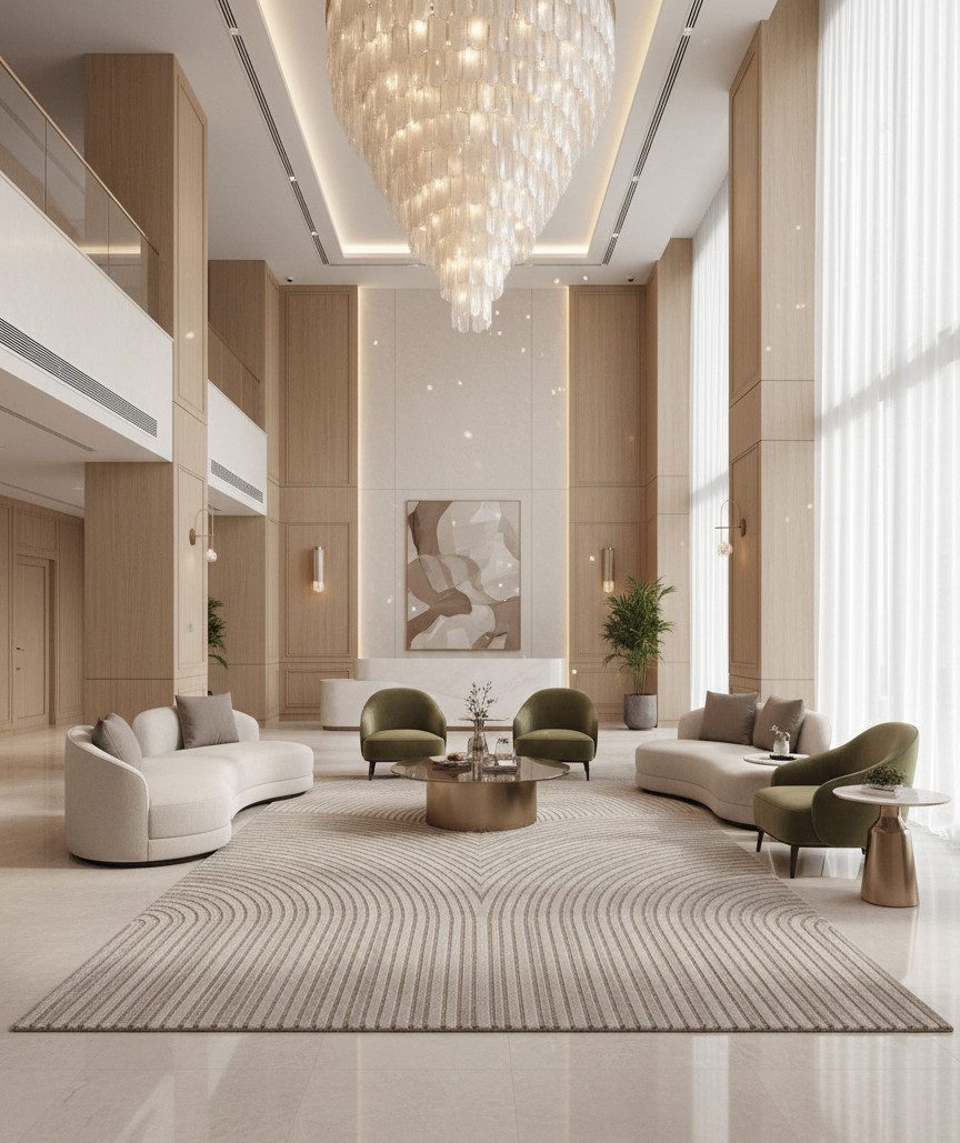 Vimoda Teppich Wohnzimmer modern Einfarbig, Rechteckig, Läüfer Schlafzimmer Kurzflor, Wellen Hochtief-Muster, lebendige Optik