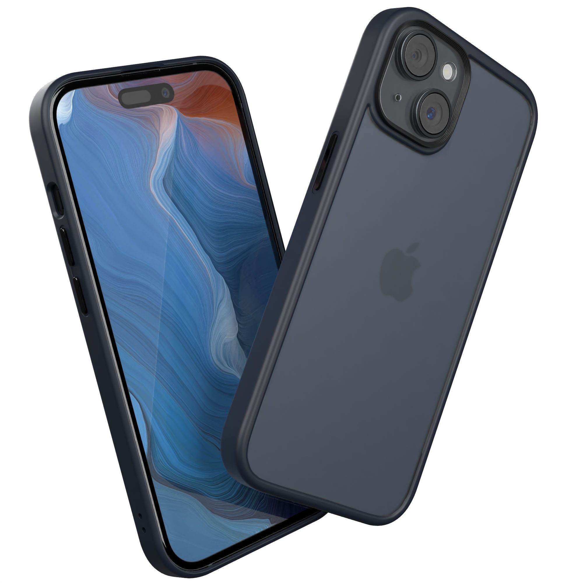 EAZY CASE Handyhülle Outdoor Case für Apple iPhone 15 6,1 Zoll, Hülle kompatibel mit Qi & Magsafe Robust Back Cover Blau / Nachtblau