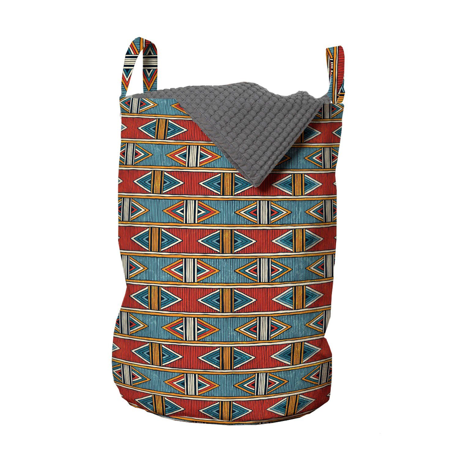 Abakuhaus Wäschesäckchen Wäschekorb mit Griffen Kordelzugverschluss für Waschsalons, afrikanisch Rhombus Tribal