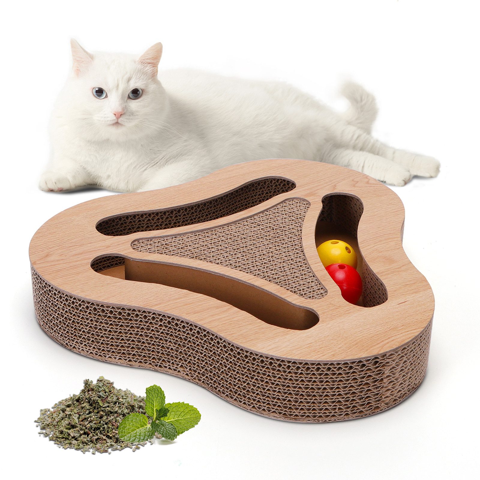 Kratzbrett Katzen kratzbrett mit Minze 3 in 1 Wellpappe Kratzmatte Katze