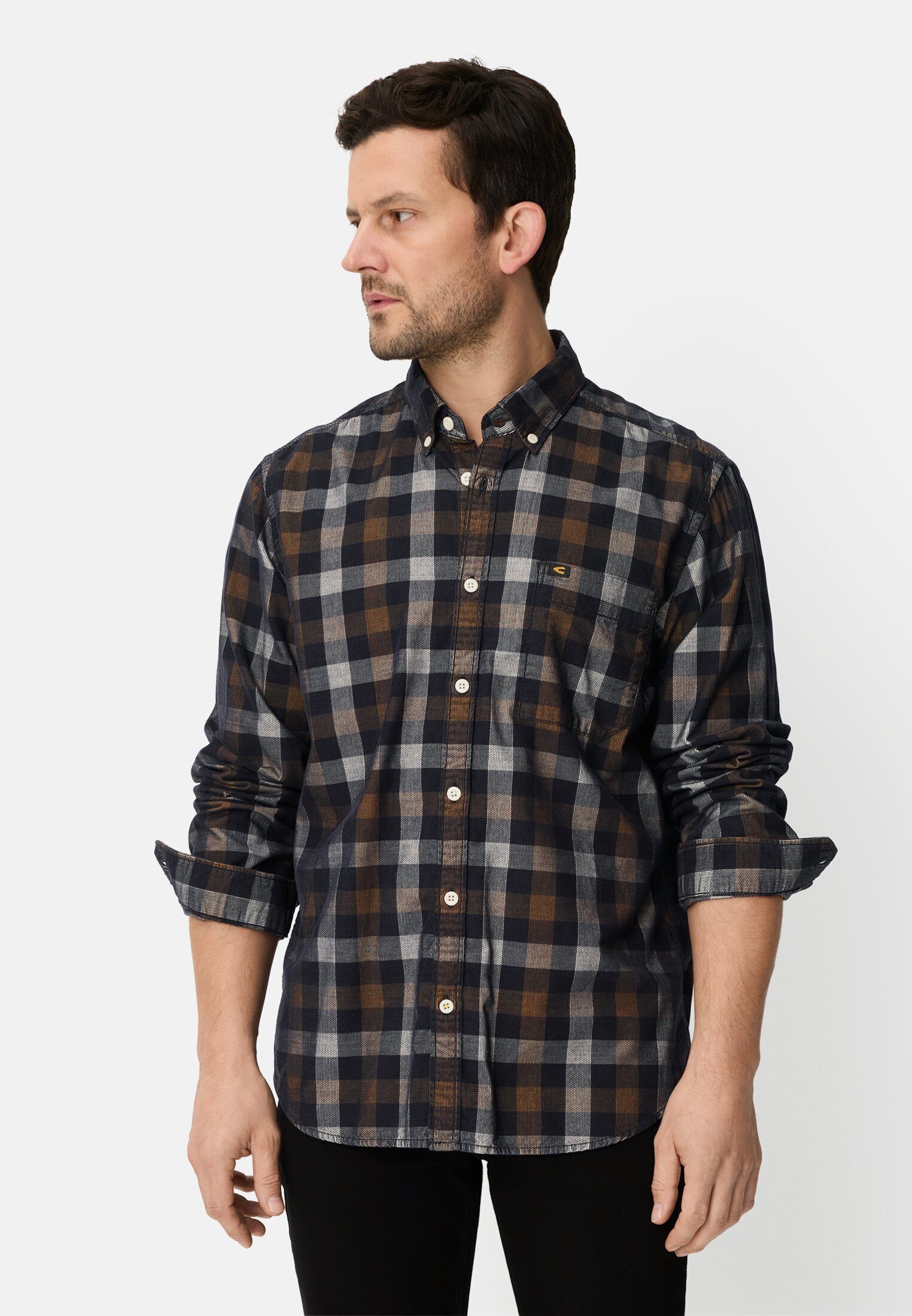 camel active Langarmhemd mit Brusttasche Langarm Button-Down Button-Down günstig online kaufen