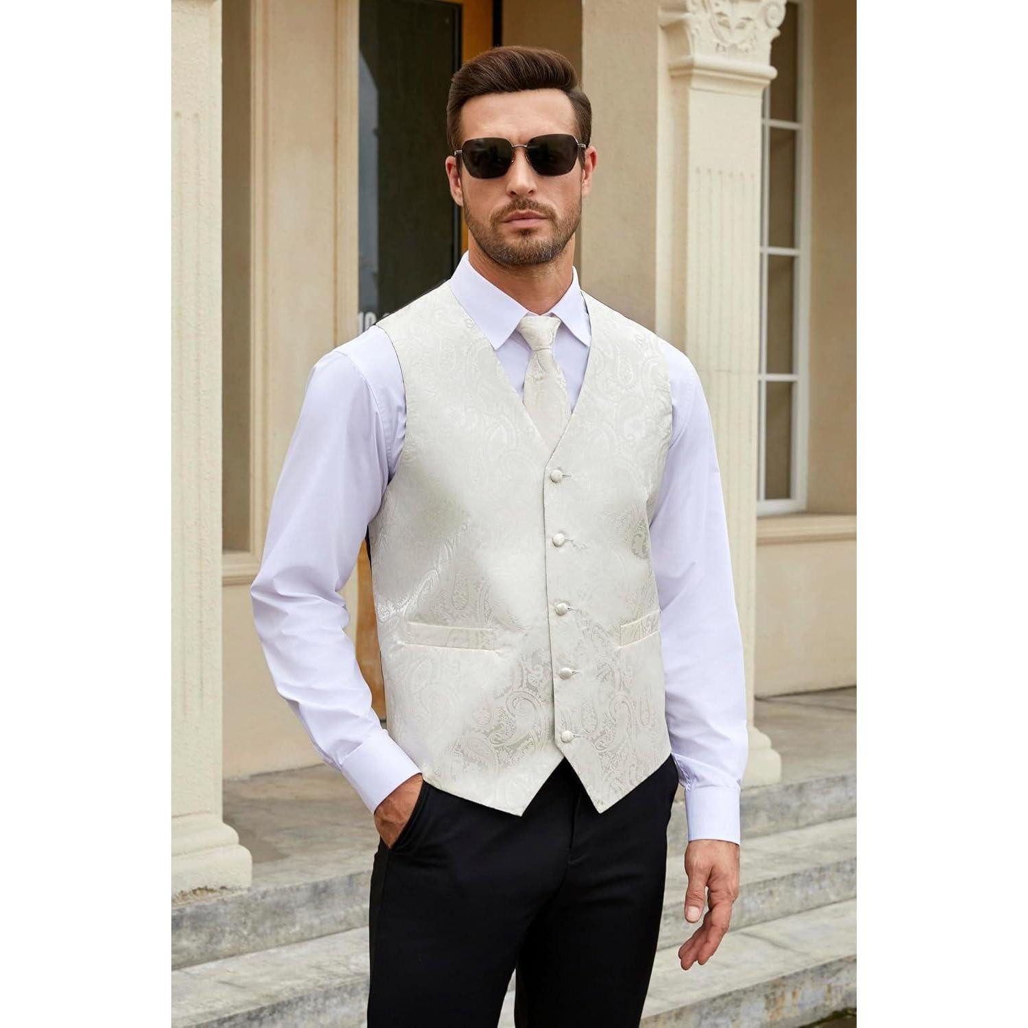 LuxusKollektion Krawatte Weste Herren Hochzeit floral Jacquard Krawatte Ein günstig online kaufen