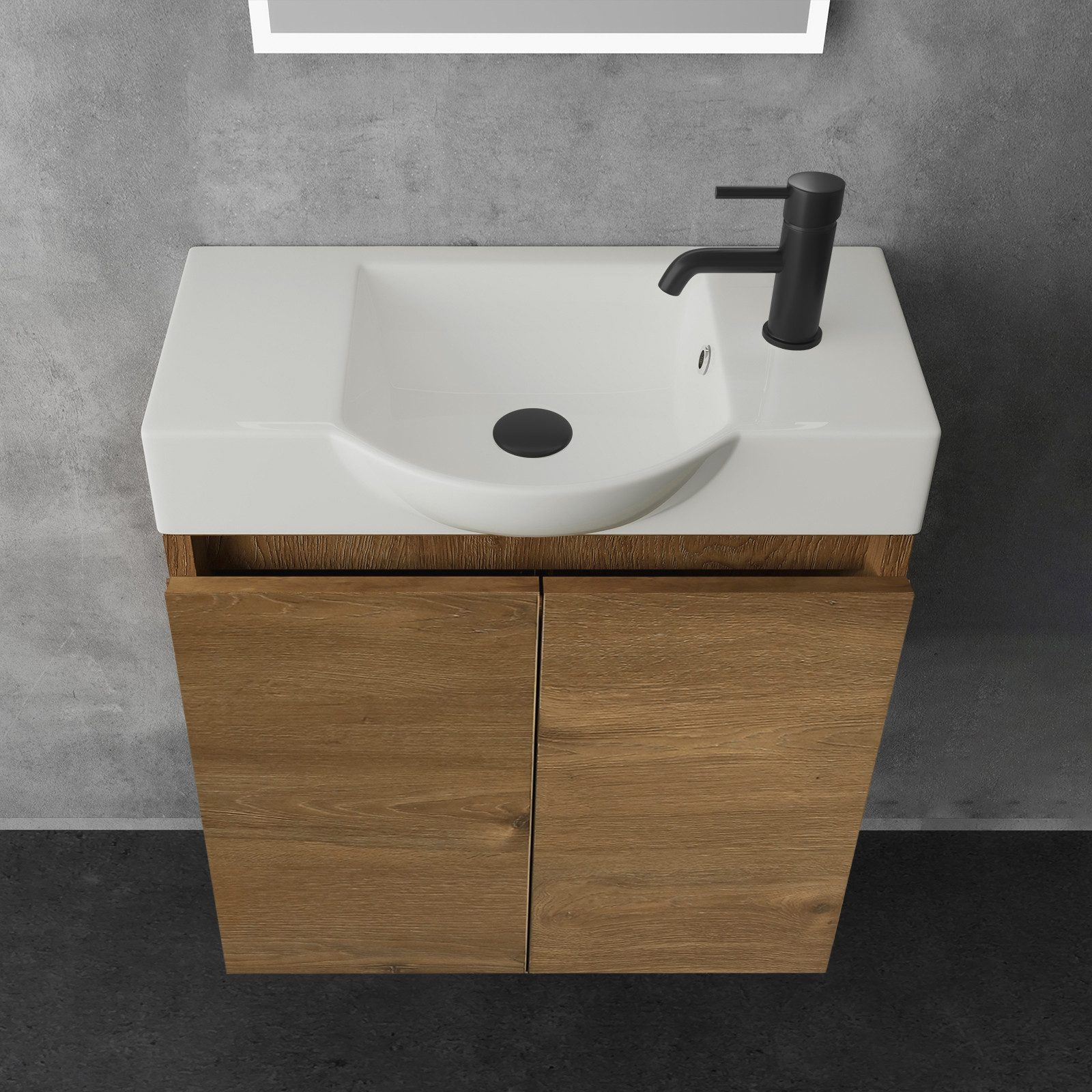 Alpenberger Badmöbel-Set Gäste WC Waschbecken mit Unterschrank 55 cm Breit, günstig online kaufen