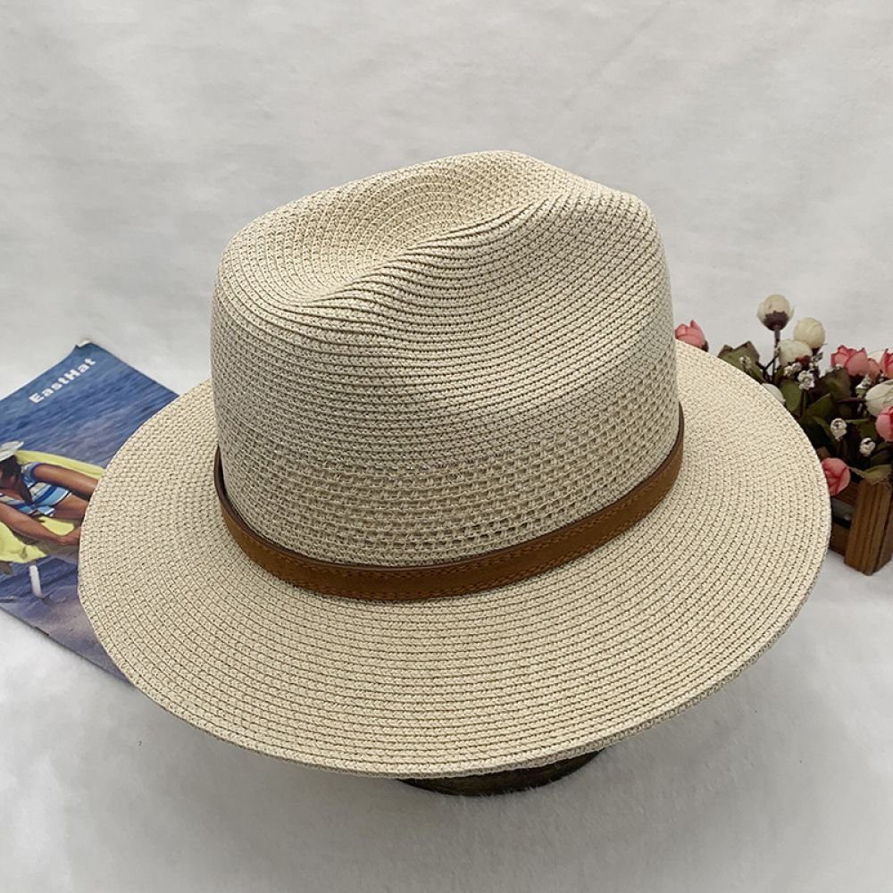 für und GelldG Herren Strohhut Sonnenhut beige Sonnenhut Partyhut, Panamahut, Damen,