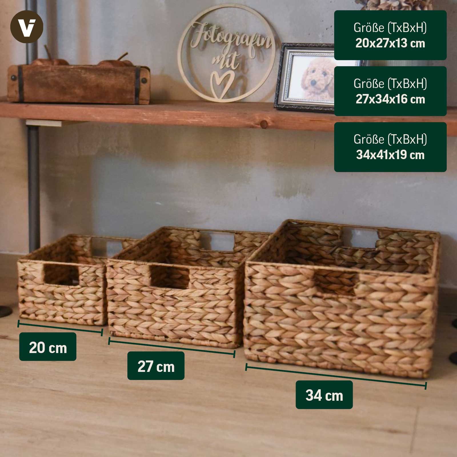 VIVANNO Regalkorb Wasserhyazinthe LANTA Rechteckig - Natur Geflochten (1 St günstig online kaufen