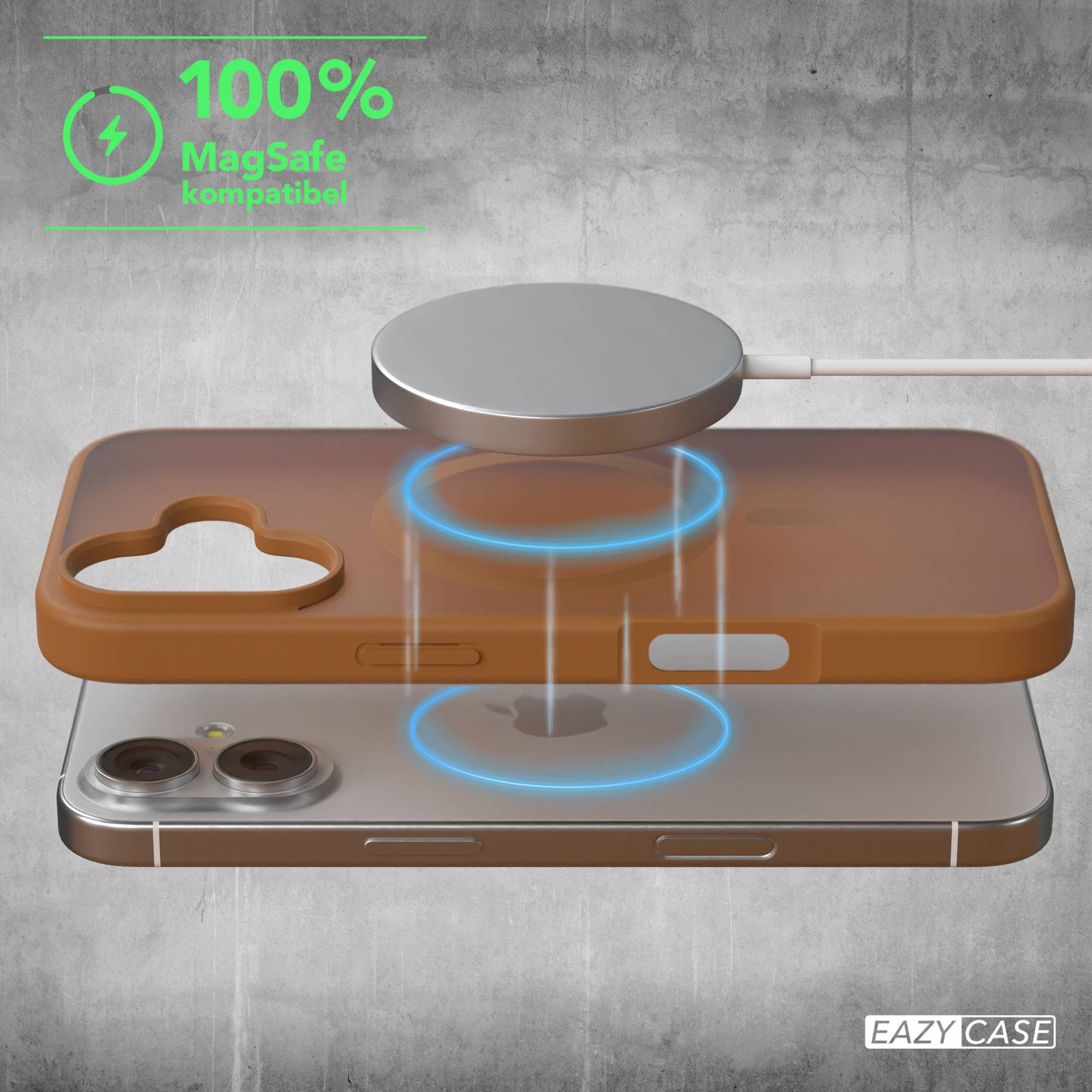 EAZY CASE Handyhülle Outdoor Case MagSafe für Apple iPhone 17 6,3 Zoll, Handyhülle Outdoor Slimcover mit MagSafe kratzfest transparent Braun