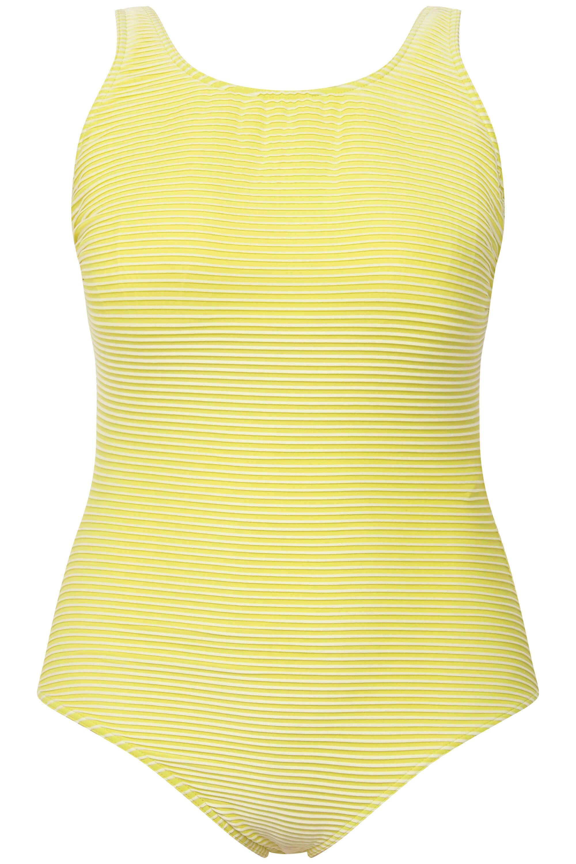 Ulla Popken Badeanzug Badeanzug Streifen Struktur Softcups Rundhals günstig online kaufen