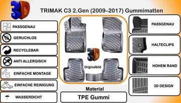 Trimak Auto-Fußmatte, CITROEN C3 2.Gen (2009 - 2017) Auto Gummimatten Autofußmatten