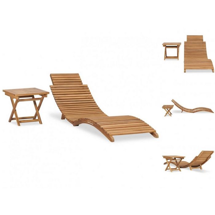 vidaXL Wellnessliege Gartenliege Sonnenliege Holzliege Relaxliege mit Beistelltisch Massivh