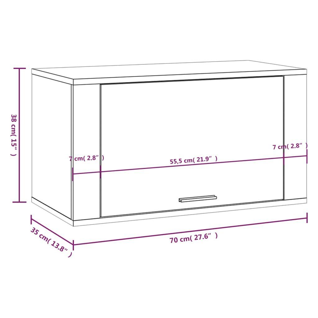 1-tlg. cm Schuhregal Holzwerkstoff, Hochglanz-Weiß vidaXL Wand-Schuhschrank 70x35x38