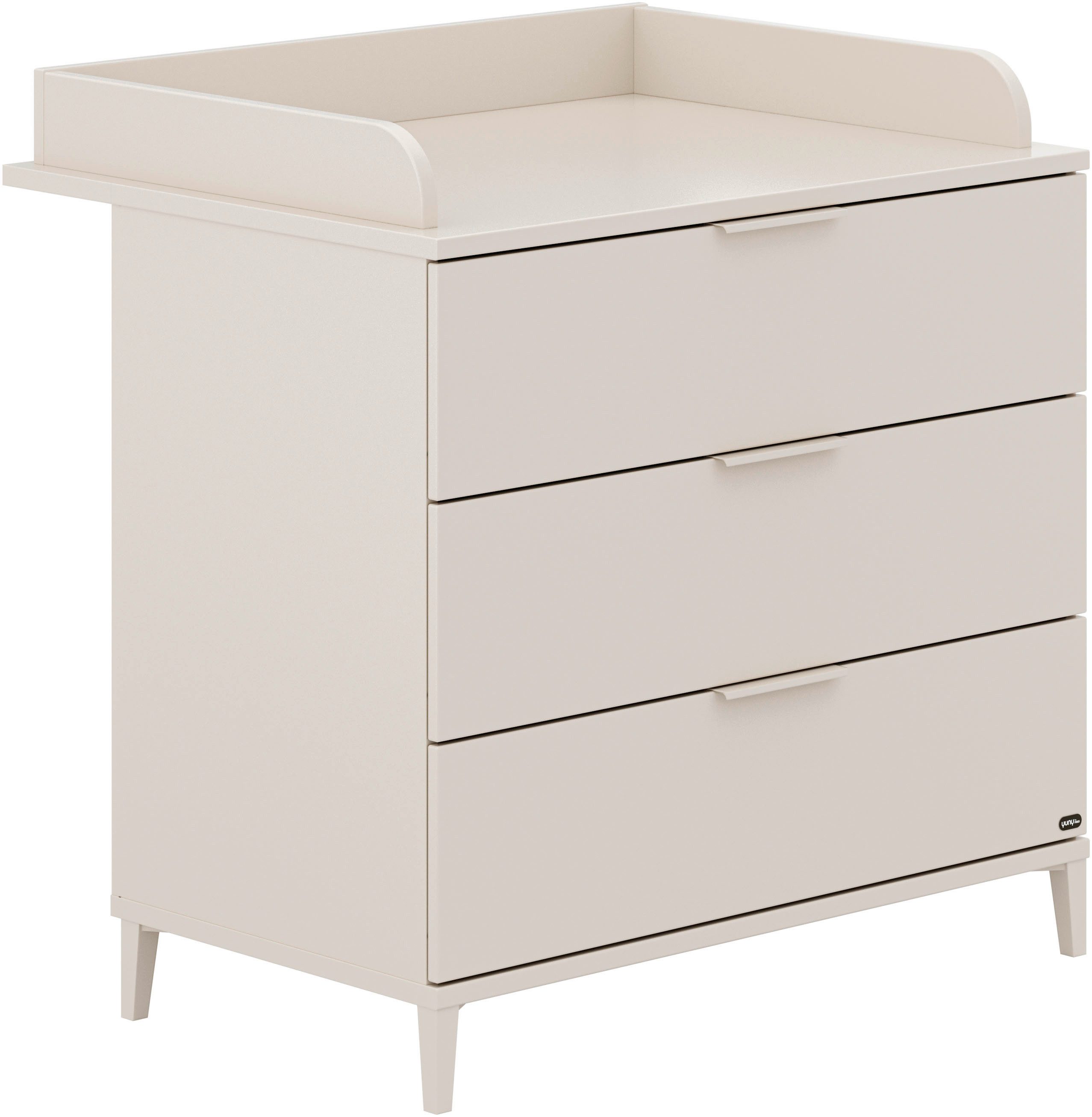 YUNY by PAIDI Wickelkommode SISTER LOU mit abnehmbarem Aufsatz und 3 Schubladen, Kommode in Beige, 95 cm Breite, geprüfte Sicherheit, Soft-Close