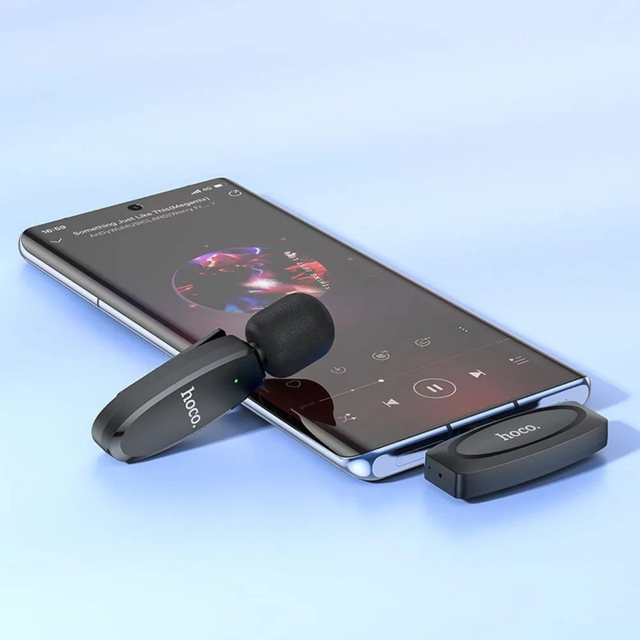 hoco. Mikrofon Drahtloses Lavaliermikrofon für Typ C USB-C Anschluss schwarz 70 mAh (2-tlg) – Bild 3 von 5