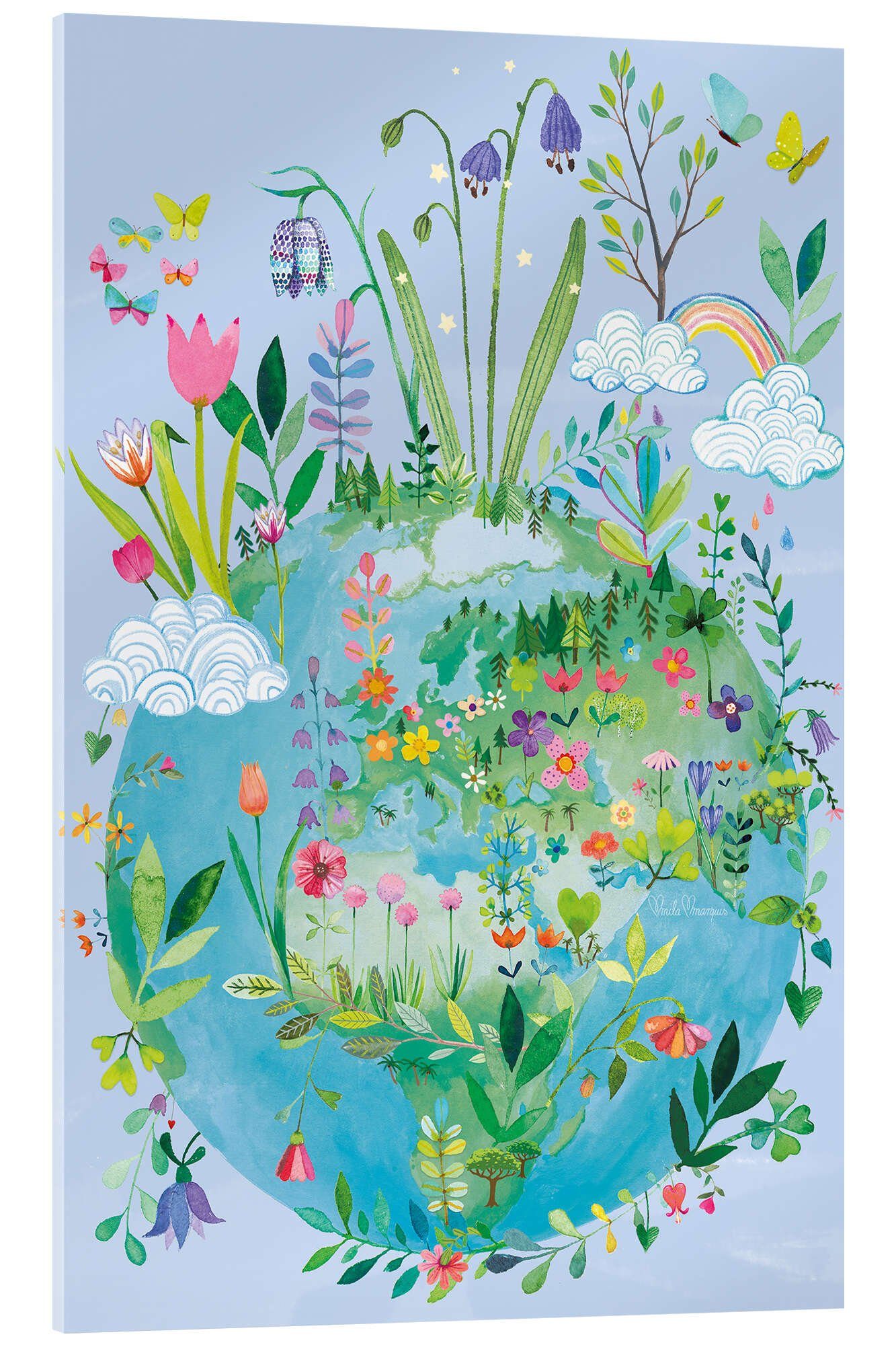 Posterlounge Wandbild Happy Earth, Mila Marquis, erhältlich als Poster, Leinwandbild, Wandsticker oder Acrylglasbild
