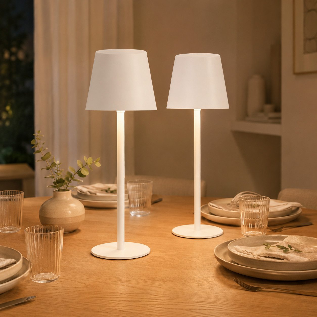 ZMH Tischleuchte LED 2er-Set Kabellos Touch Dimmbar USB-C Nachttisch Büro Schlafzimmer, LED fest integriert, 3000-6500K, 2W,Warmweiß-Neutralweiß-Kaltweiß,Akku 2600mAh